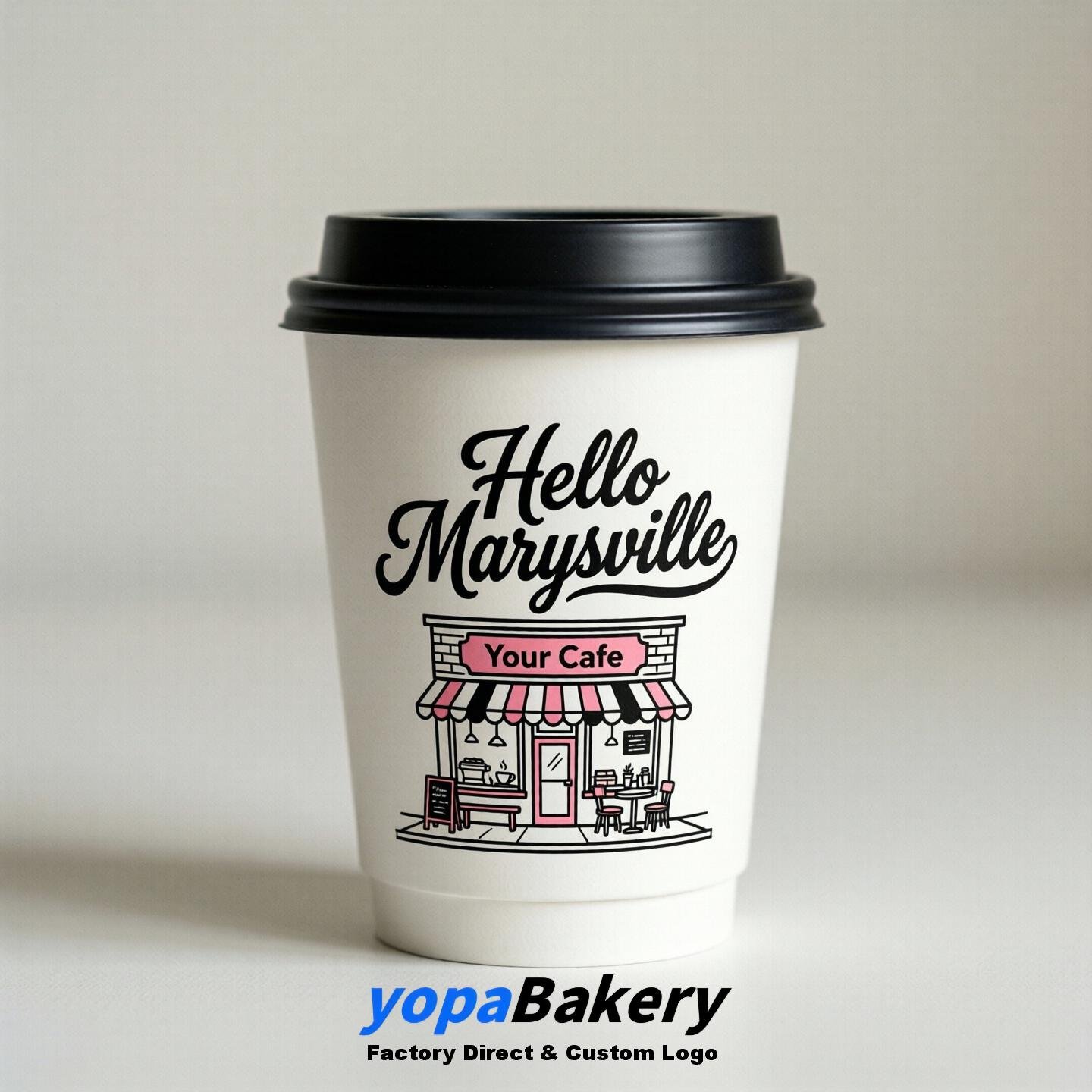 'Hello Marysville' Paper Coffee Cups | Marysville Cafe Packaging Design Agency