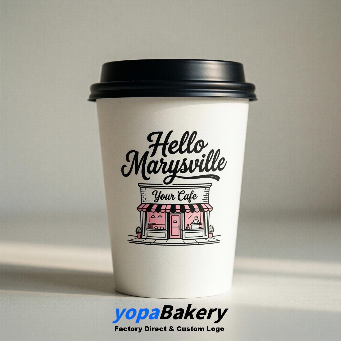 'Hello Marysville' Paper Coffee Cups | Marysville Cafe Packaging Design Agency