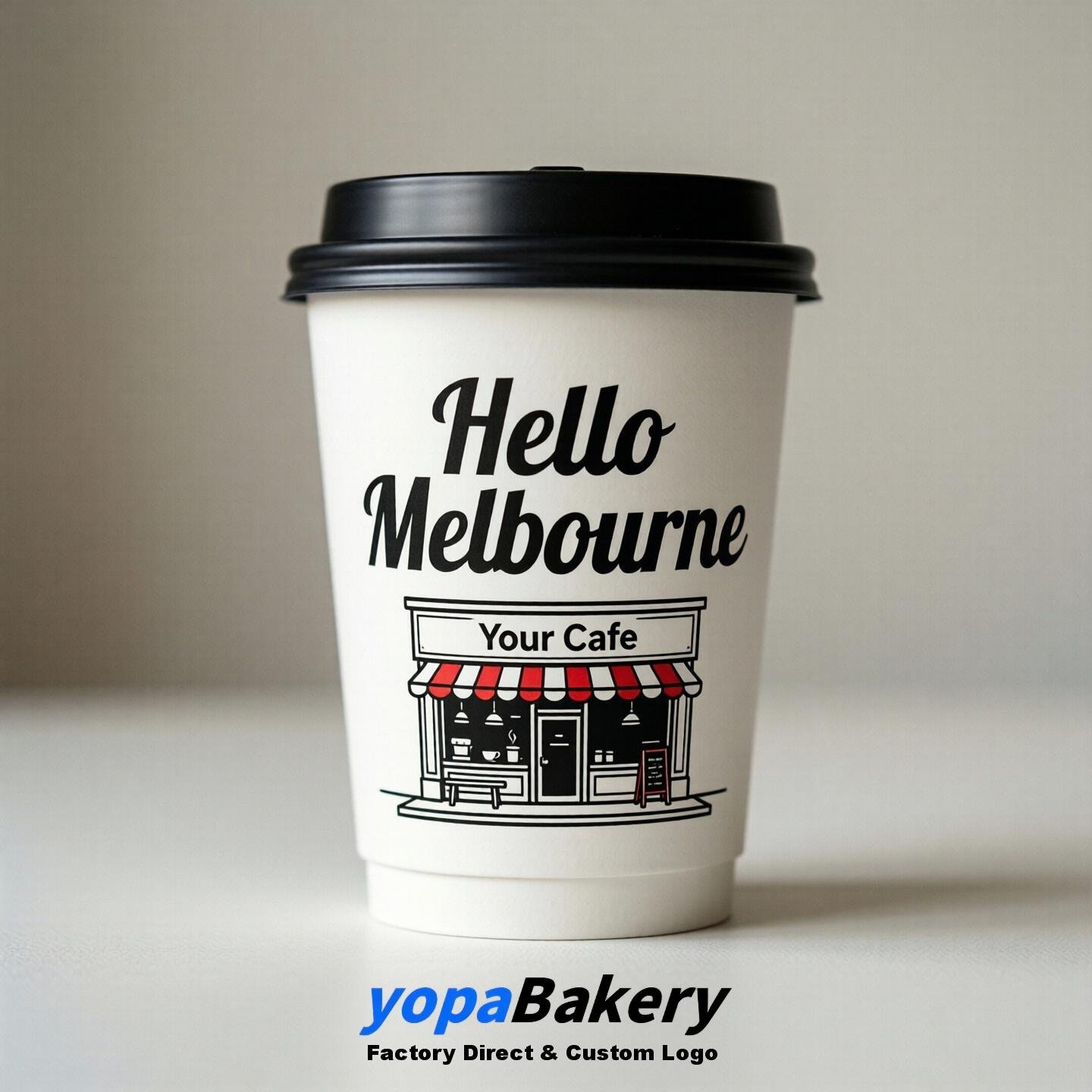'Hello Melbourne' Paper Coffee Cups | Melbourne Cafe Packaging Design Agency