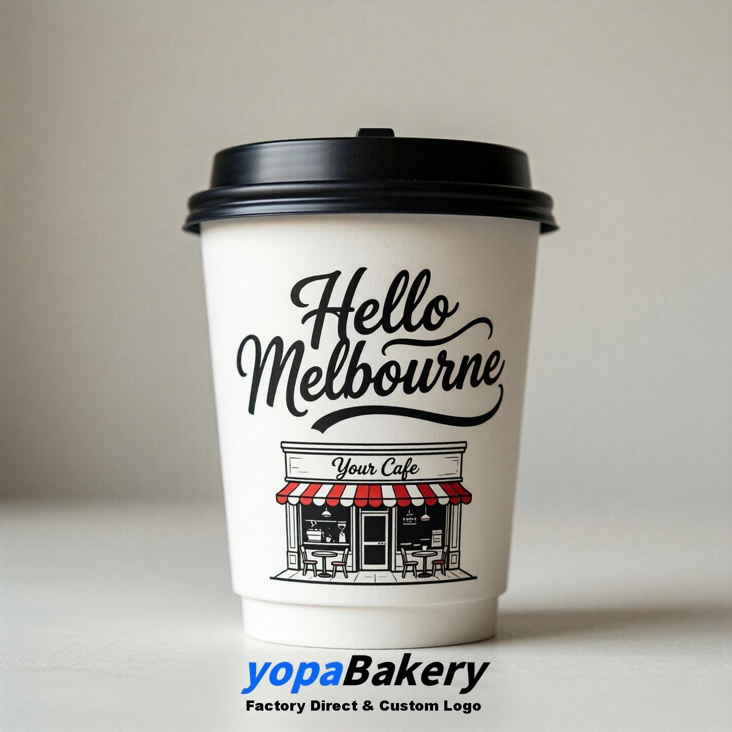 'Hello Melbourne' Paper Coffee Cups | Melbourne Cafe Packaging Design Agency