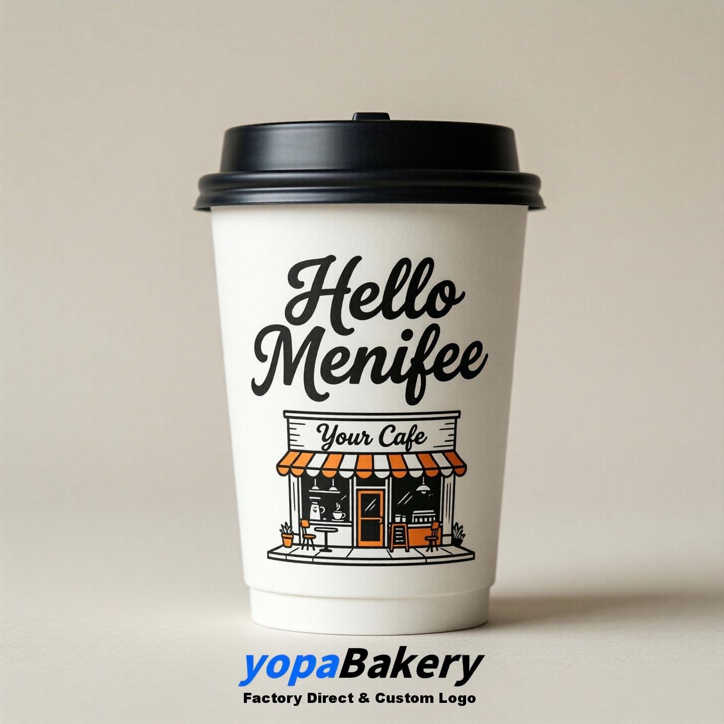 'Welcome to Menifee' Paper Coffee Cups | Menifee Cafe Packaging Design Firm