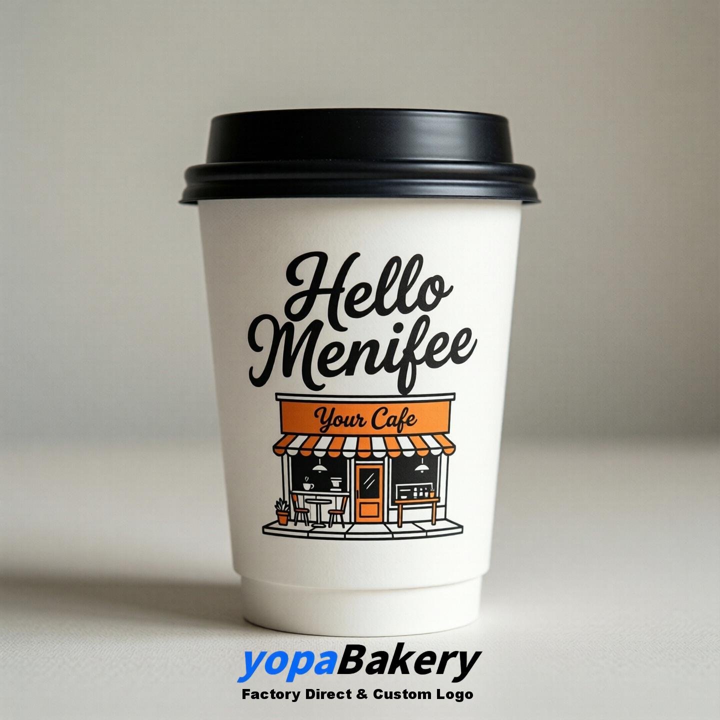 'Welcome to Menifee' Paper Coffee Cups | Menifee Cafe Packaging Design Firm