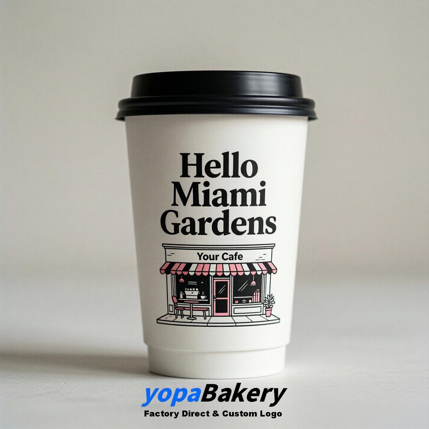 'Welcome to Miami Gardens' Paper Coffee Cups | Miami Gardens Cafe Packaging Design Firm