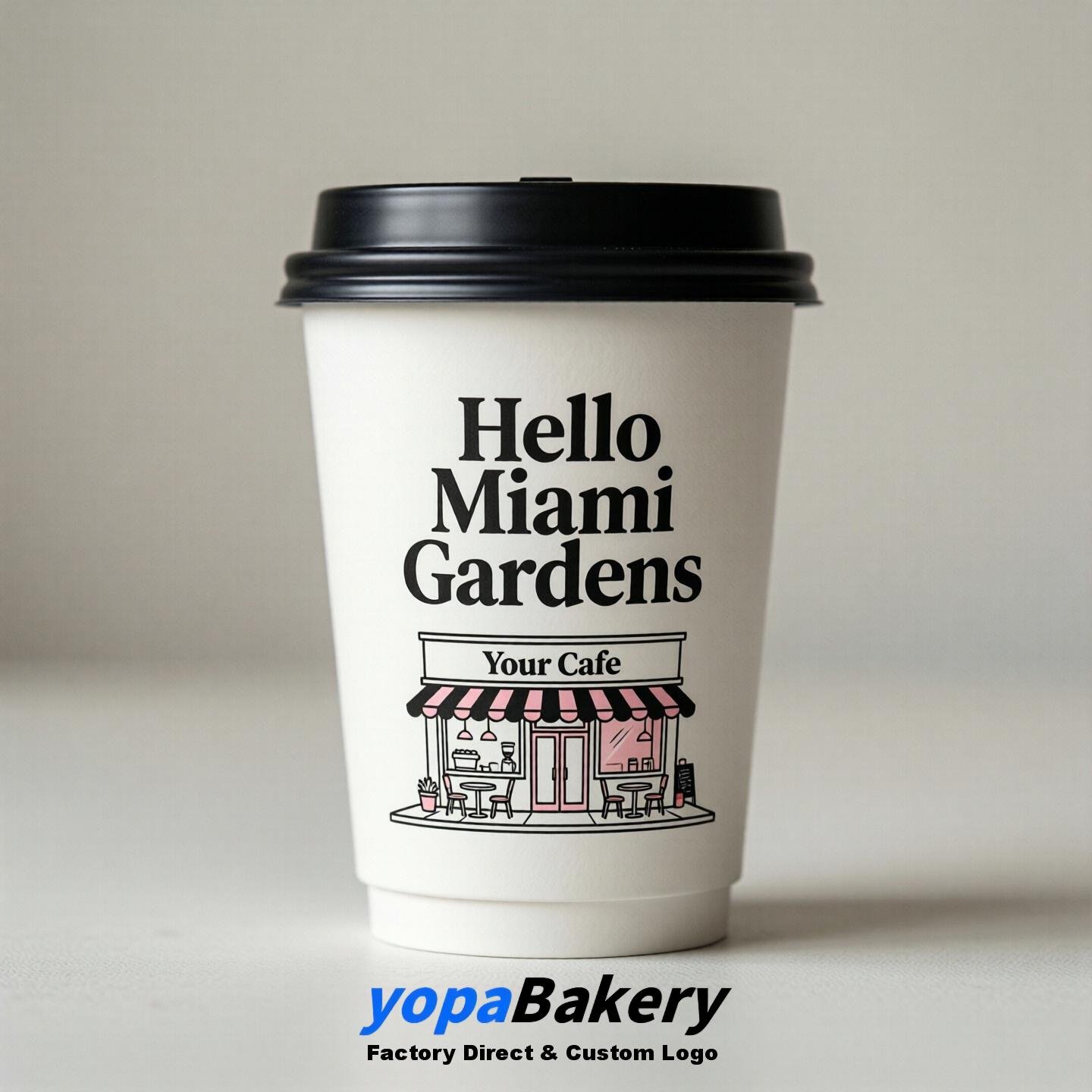 'Welcome to Miami Gardens' Paper Coffee Cups | Miami Gardens Cafe Packaging Design Firm