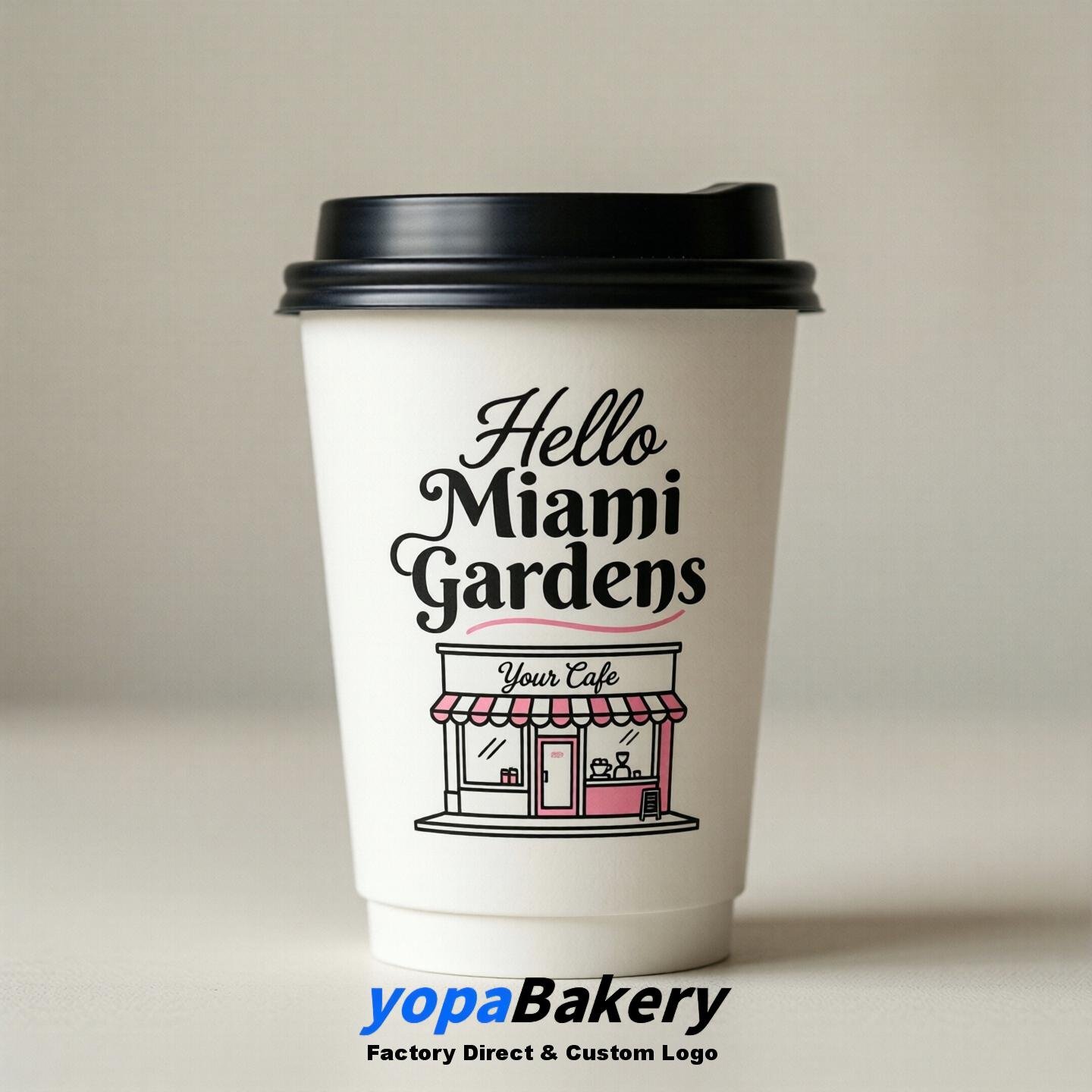 'Welcome to Miami Gardens' Paper Coffee Cups | Miami Gardens Cafe Packaging Design Firm