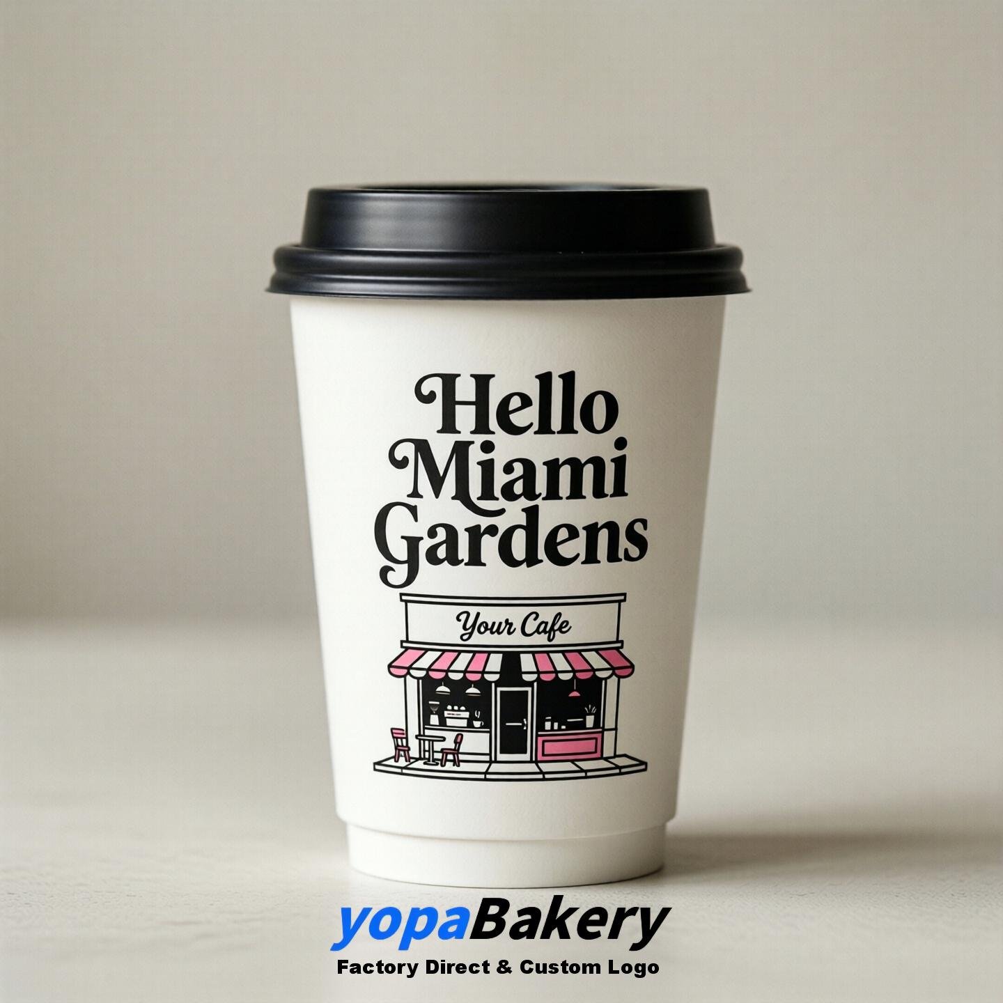 'Welcome to Miami Gardens' Paper Coffee Cups | Miami Gardens Cafe Packaging Design Firm