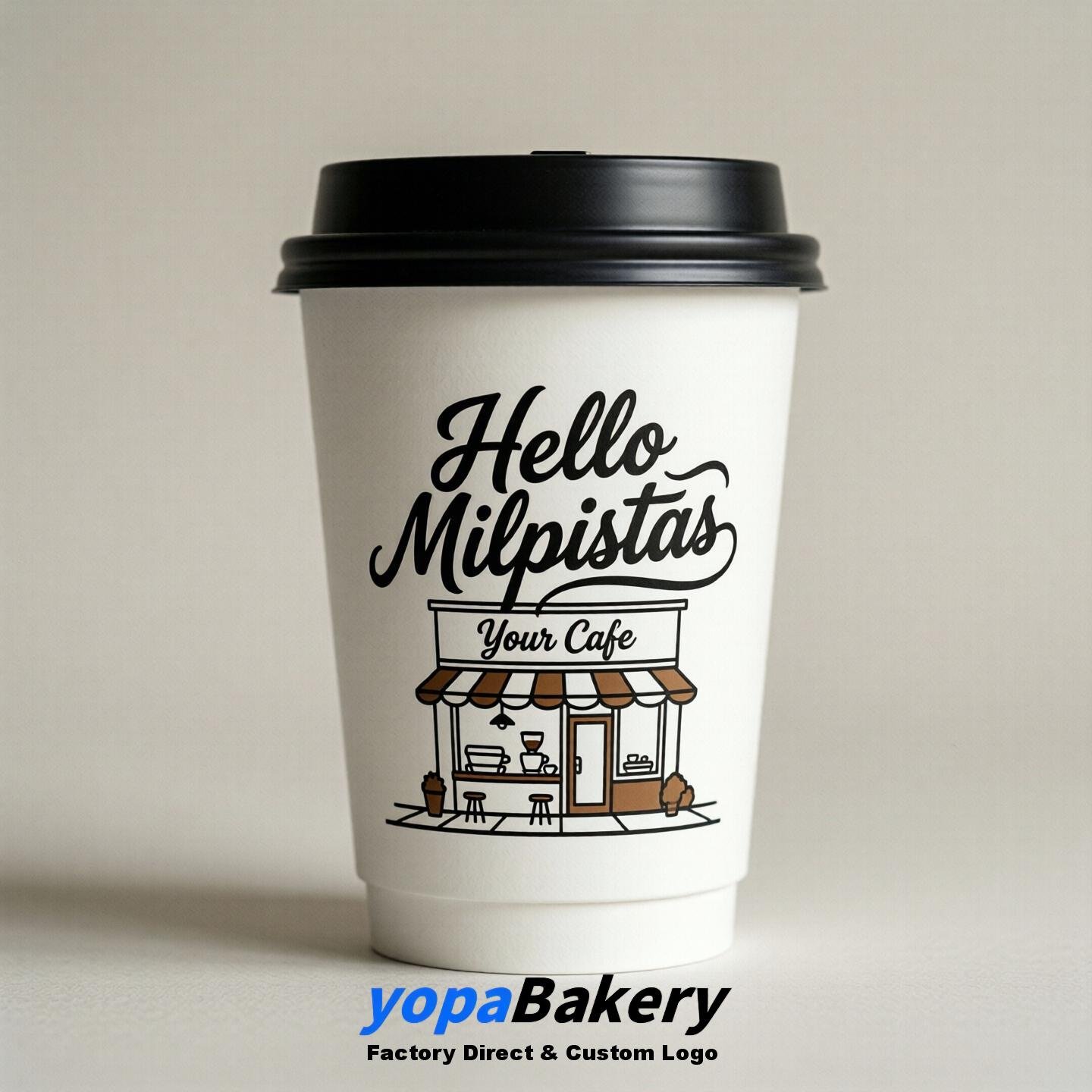 'Hello Milpitas' Paper Coffee Cups | Milpitas Cafe Packaging Design Agency