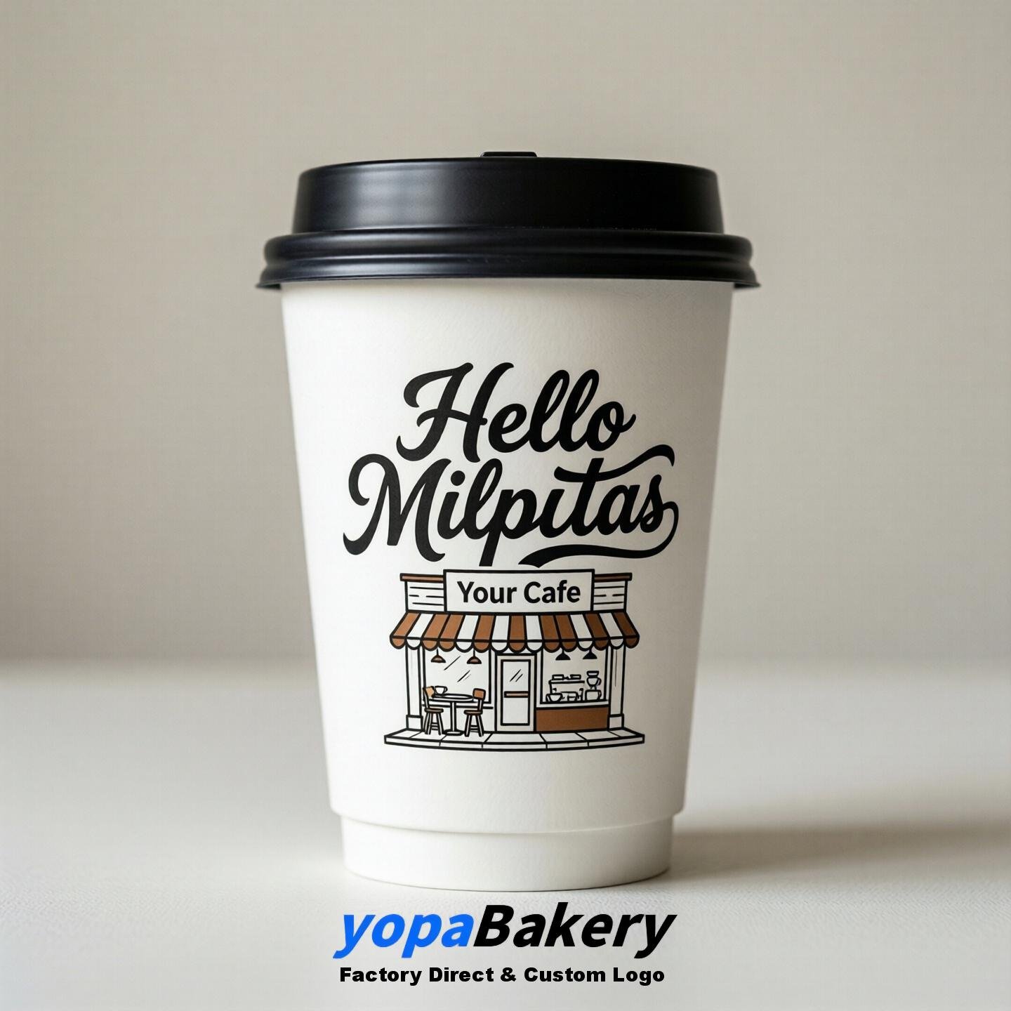 'Hello Milpitas' Paper Coffee Cups | Milpitas Cafe Packaging Design Agency
