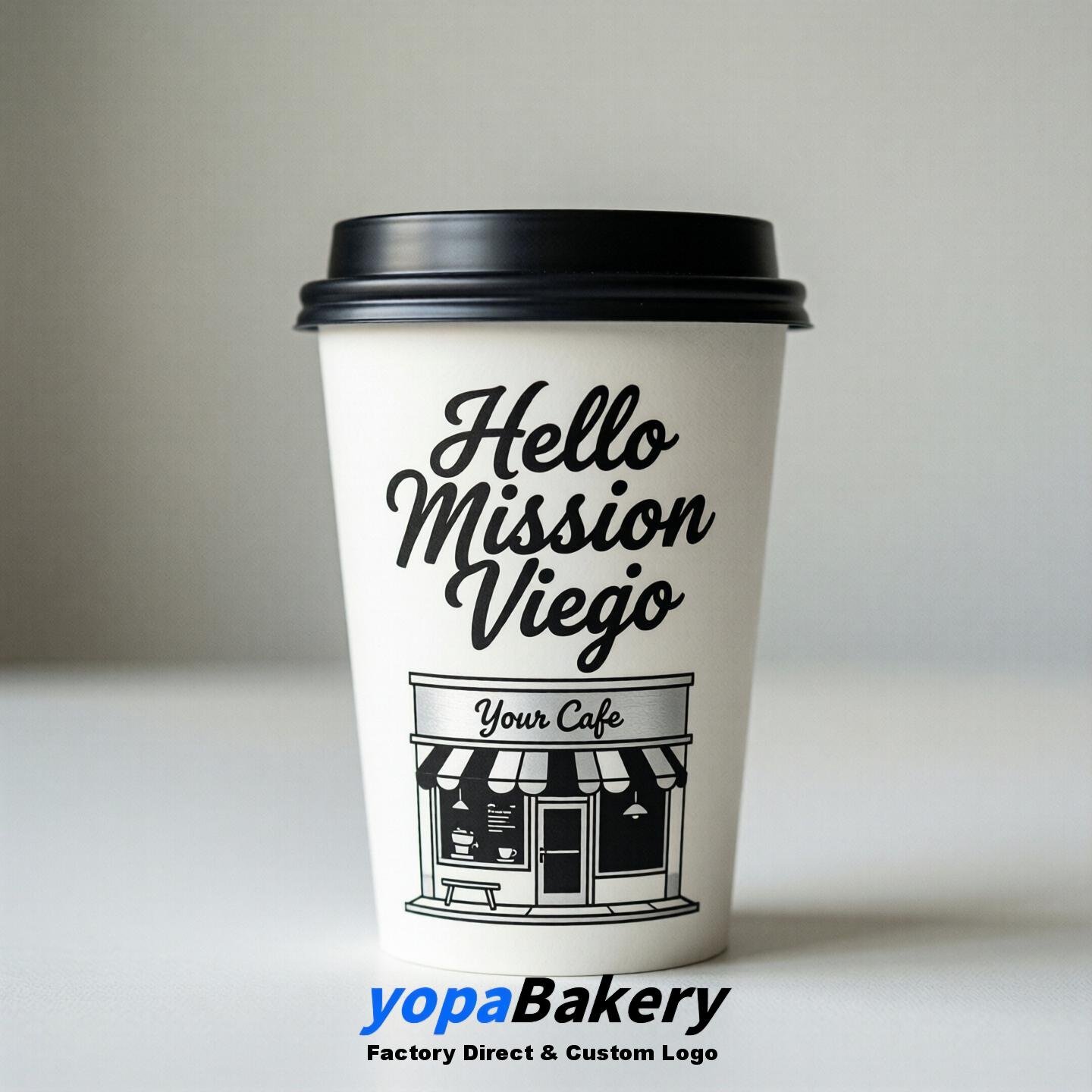 'Welcome to Mission Viejo' Paper Coffee Cups | Mission Viejo Cafe Packaging Design Firm