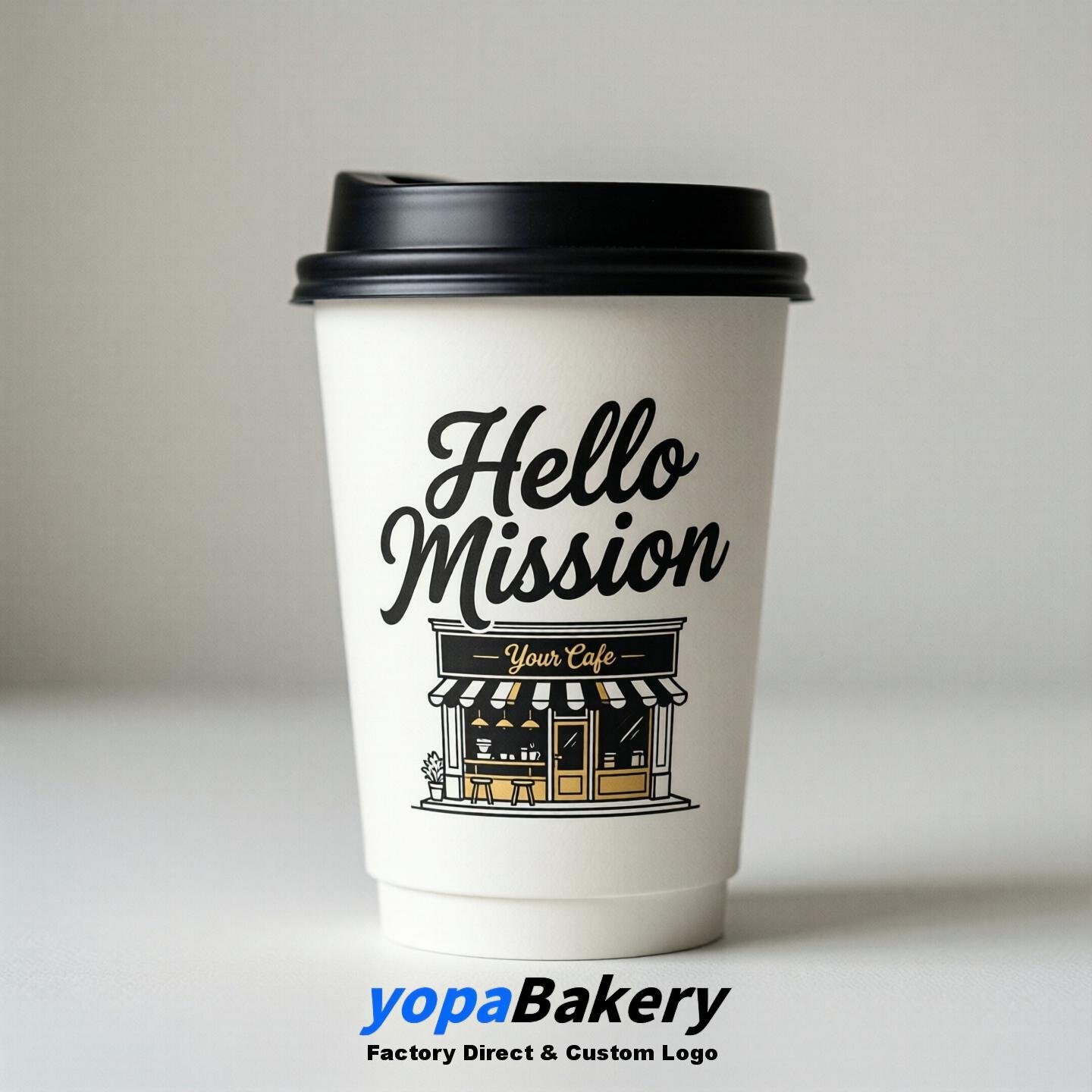 'Hello Mission' Paper Coffee Cups | Mission Cafe Packaging Design Agency
