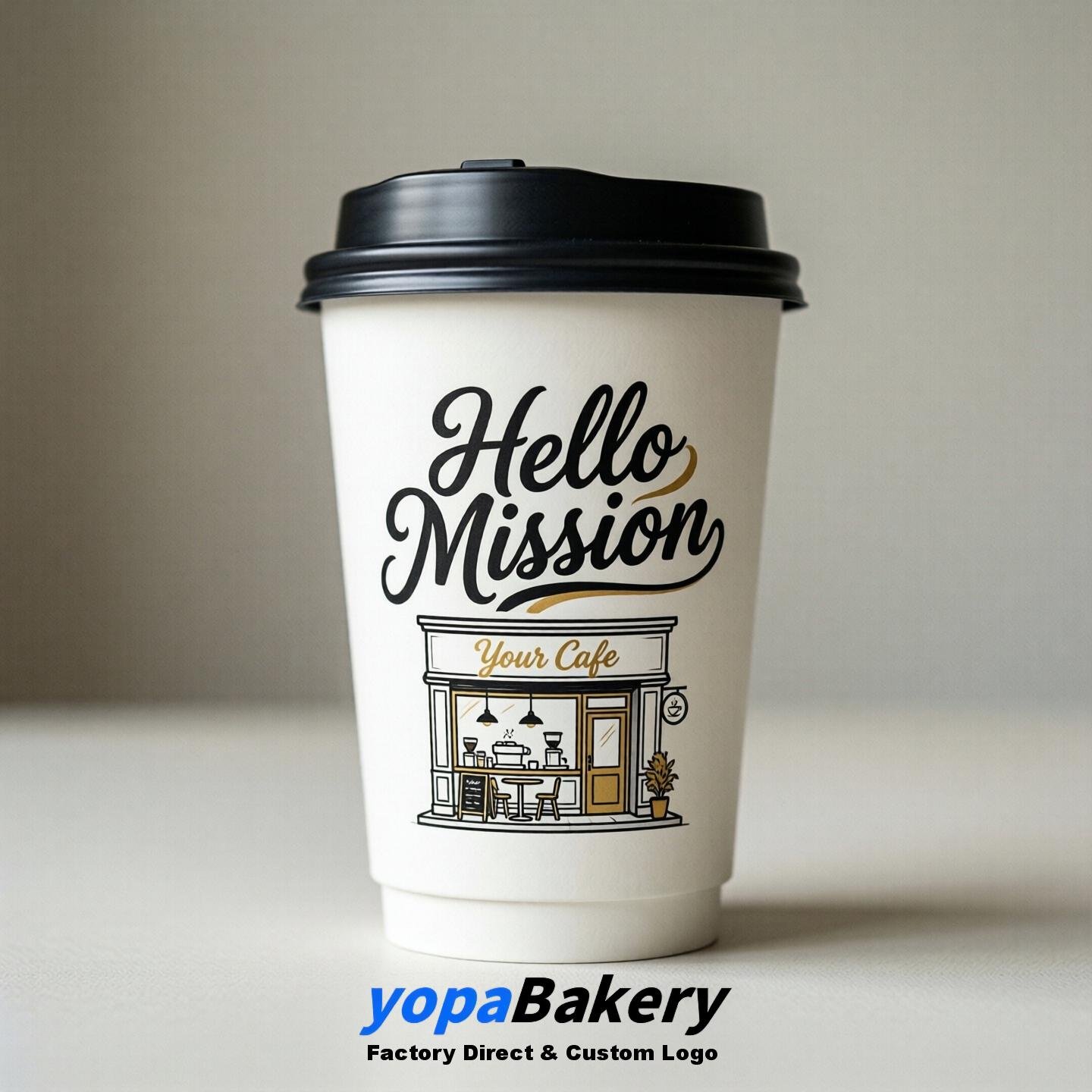 'Hello Mission' Paper Coffee Cups | Mission Cafe Packaging Design Agency