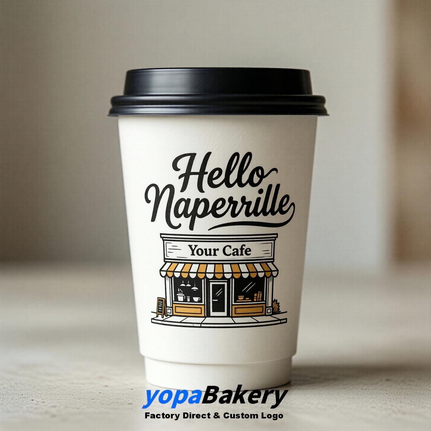 Welcome to Naperville Printed Paper Coffee Cups | Naperville Cafe Packaging Designer