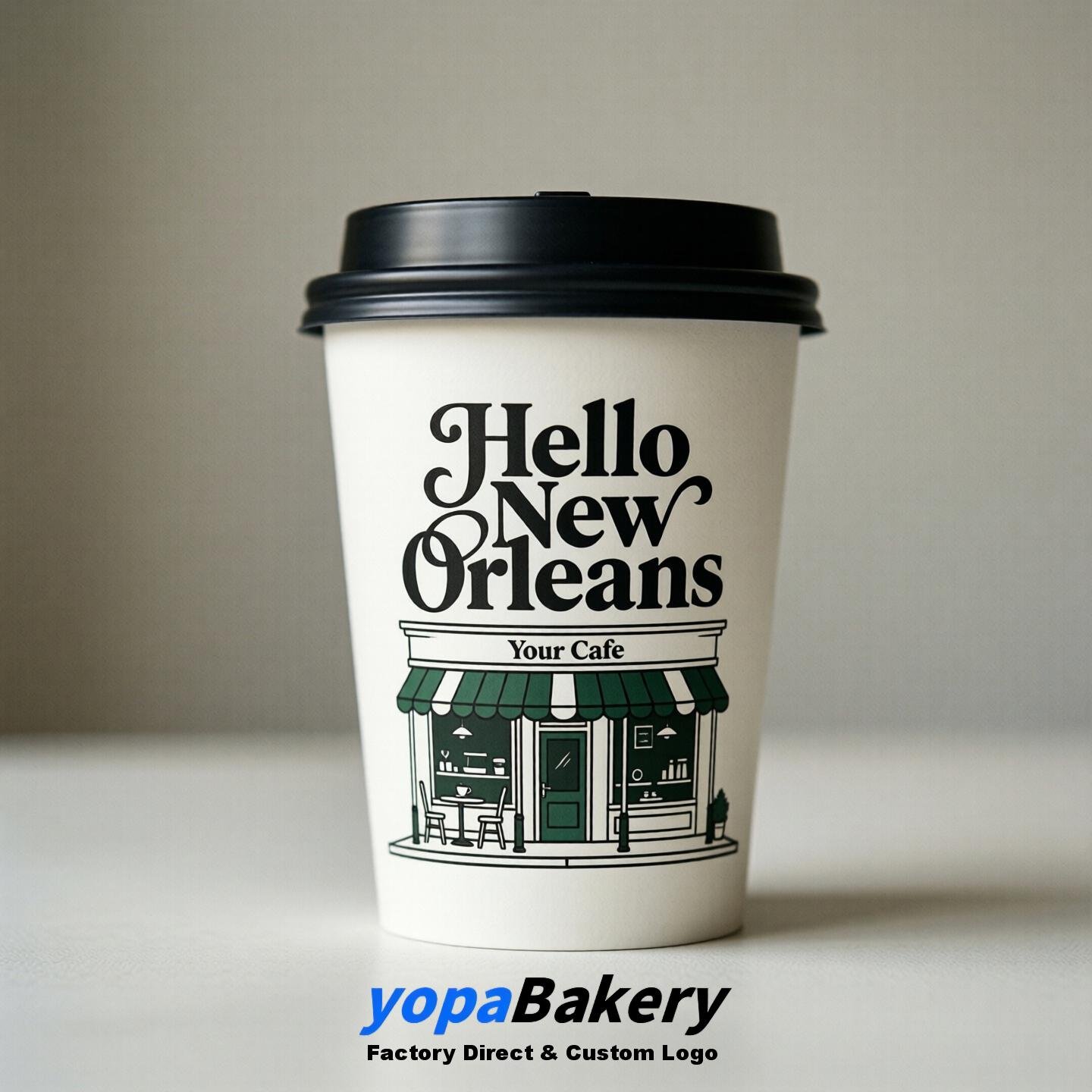 Welcome to New Orleans Printed Paper Coffee Cups | New Orleans Coffee Packaging Design Firm