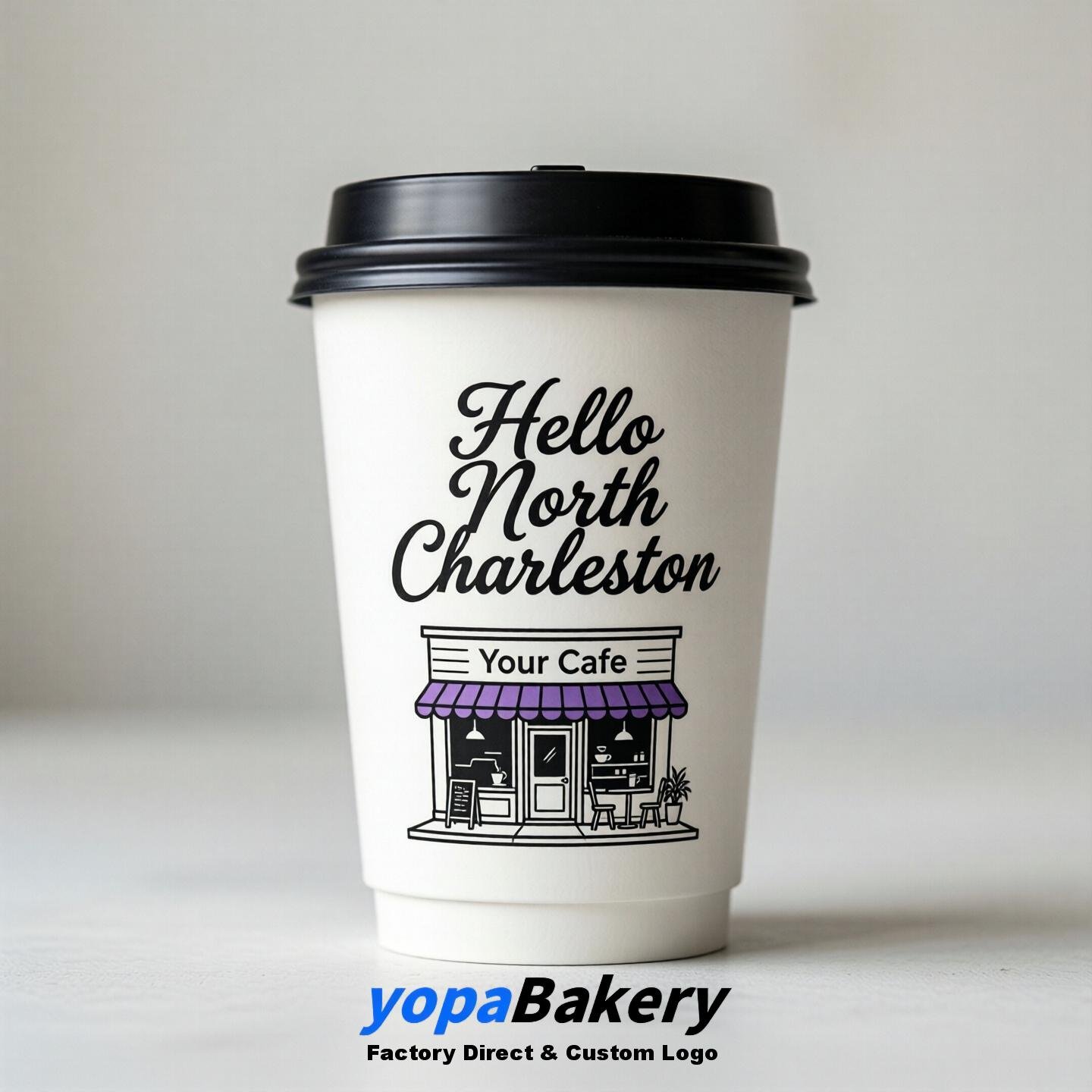 'Welcome to North Charleston' Paper Coffee Cups | North Charleston Cafe Packaging Design Firm