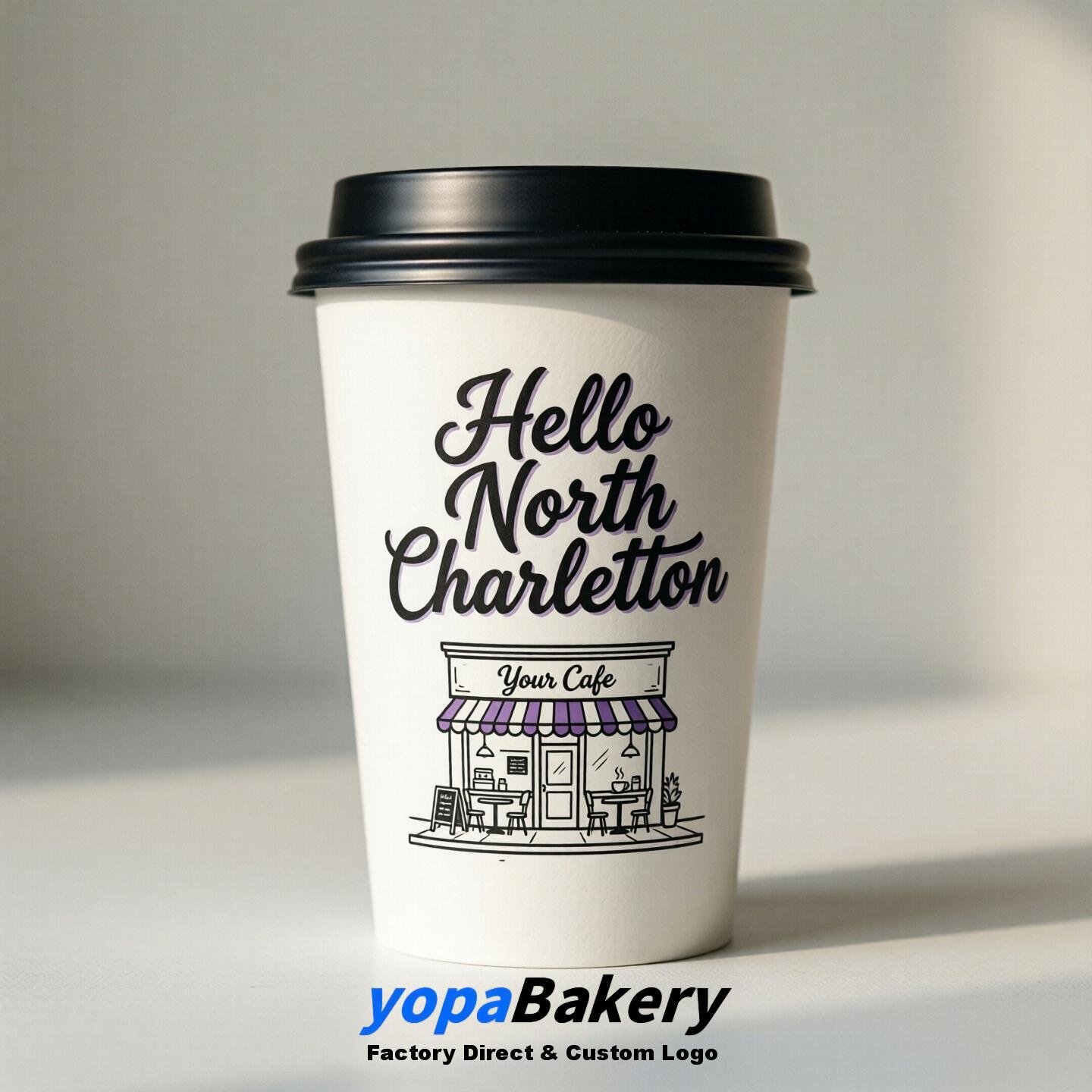 'Welcome to North Charleston' Paper Coffee Cups | North Charleston Cafe Packaging Design Firm