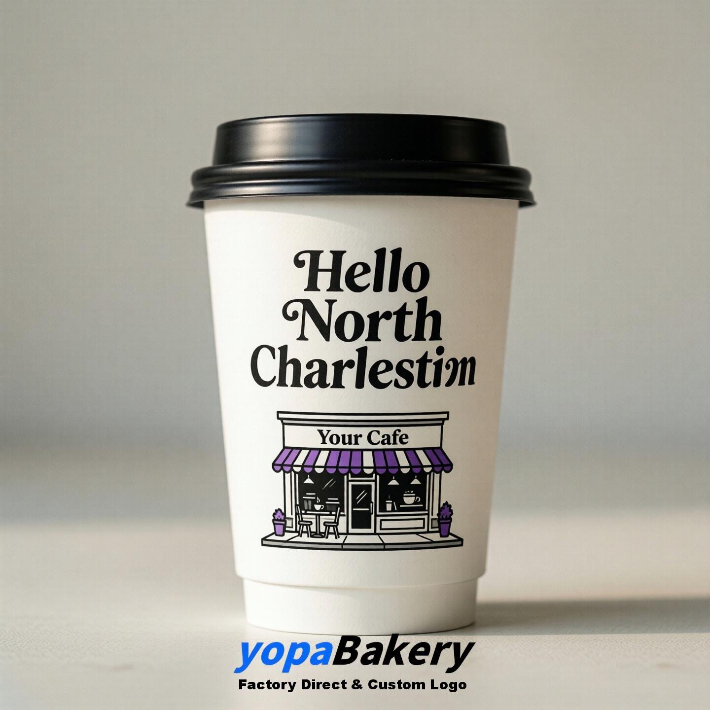'Welcome to North Charleston' Paper Coffee Cups | North Charleston Cafe Packaging Design Firm