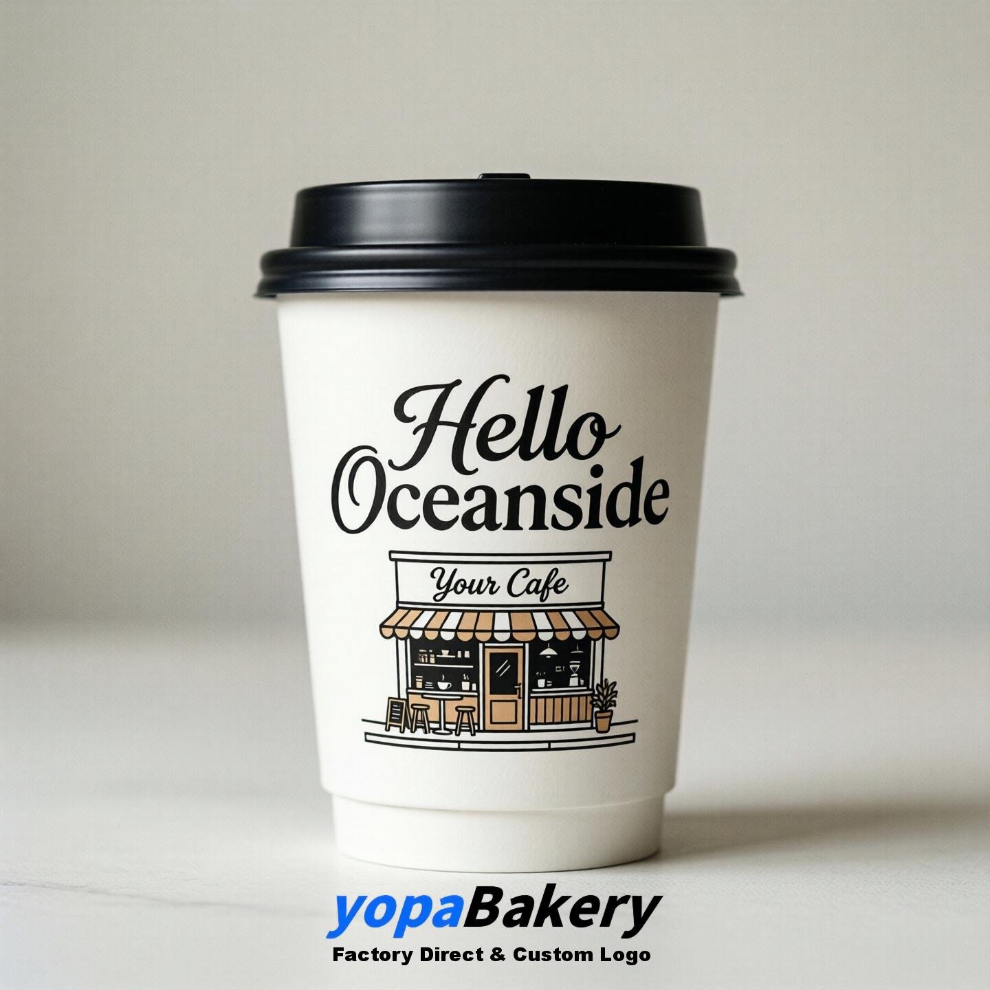 Welcome to Oceanside Printed Paper Coffee Cups | Oceanside Cafe Packaging Designer