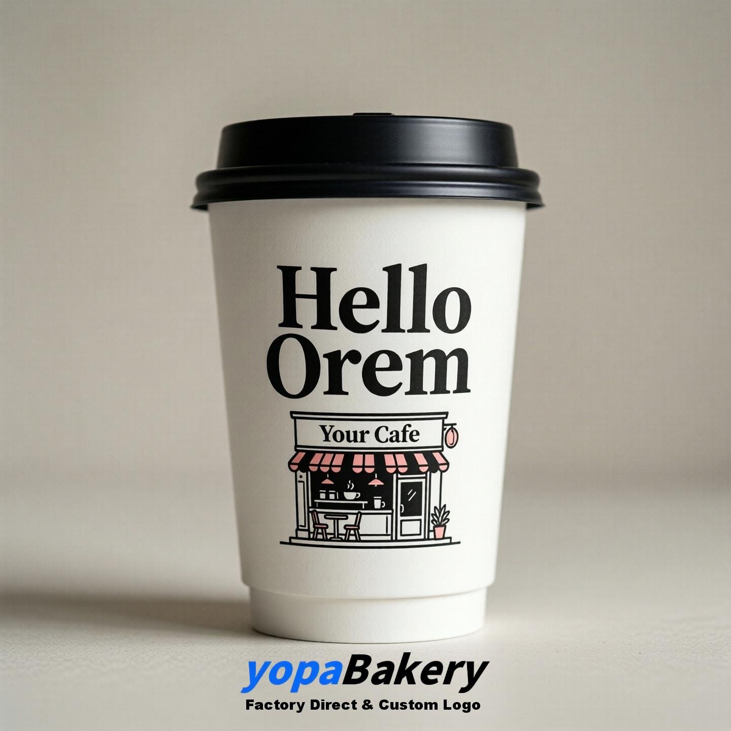 'Hello Orem' Paper Coffee Cups | Orem Cafe Packaging Design Agency