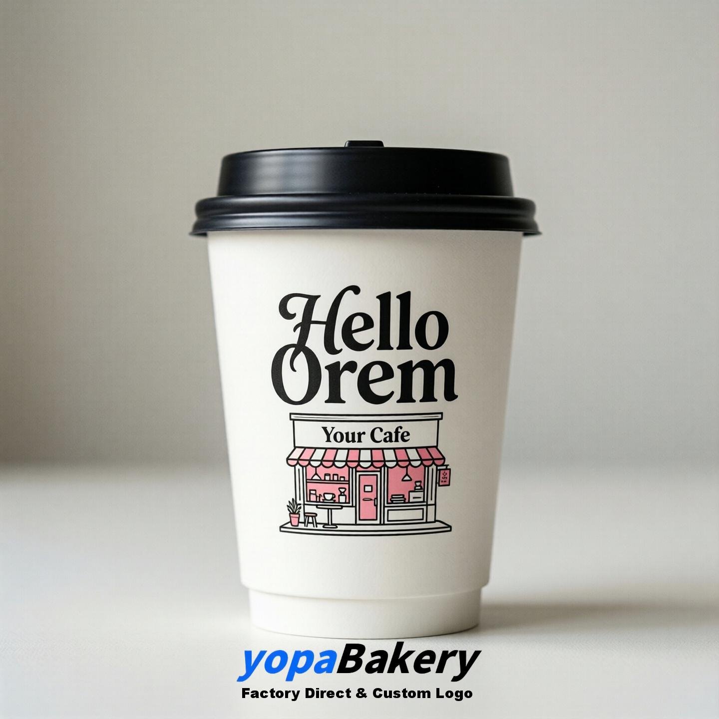 'Hello Orem' Paper Coffee Cups | Orem Cafe Packaging Design Agency