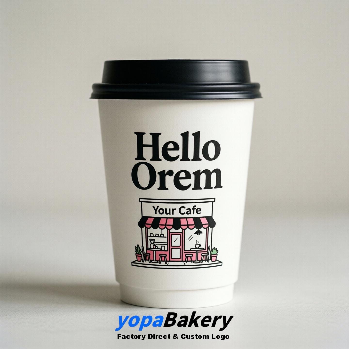 'Hello Orem' Paper Coffee Cups | Orem Cafe Packaging Design Agency