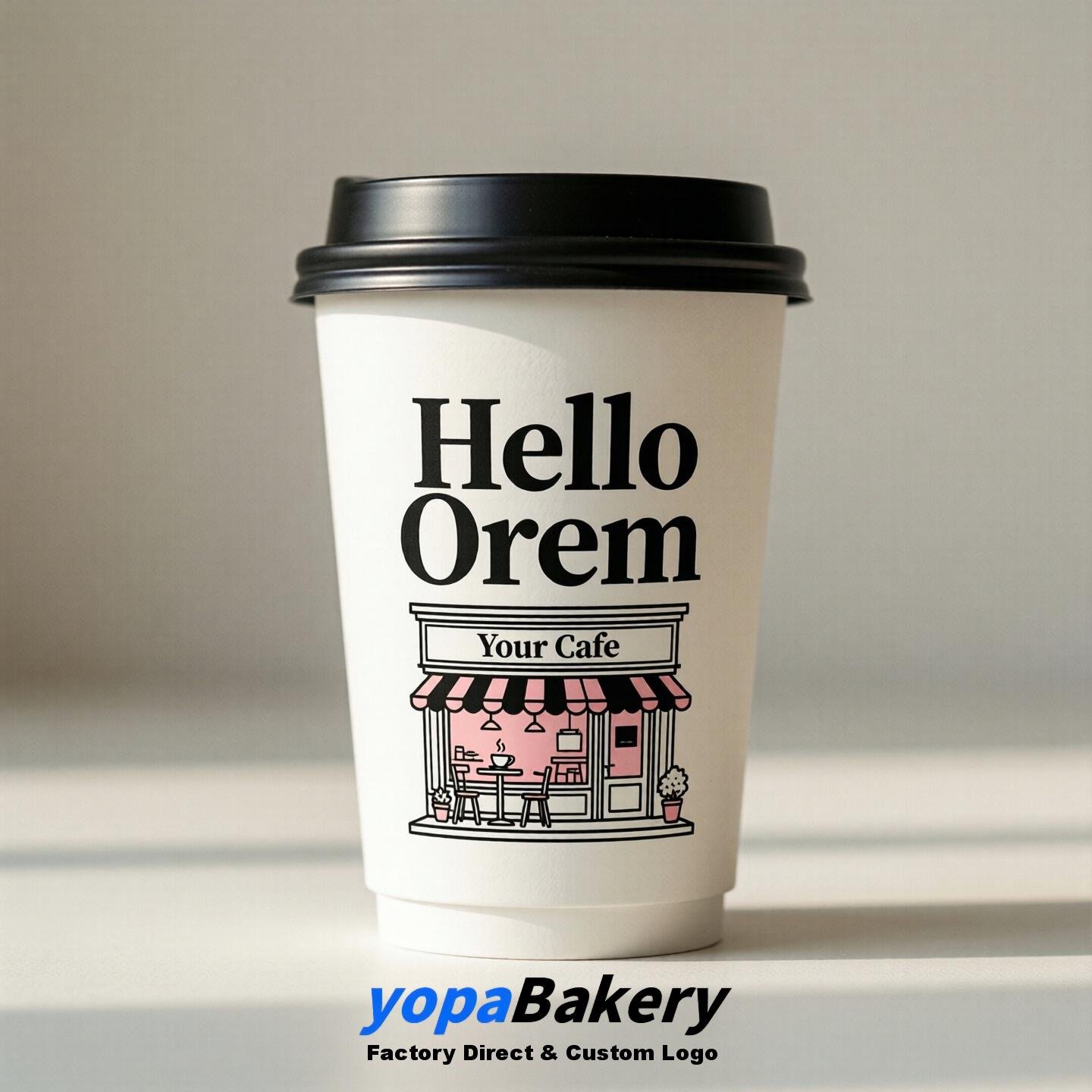 'Hello Orem' Paper Coffee Cups | Orem Cafe Packaging Design Agency