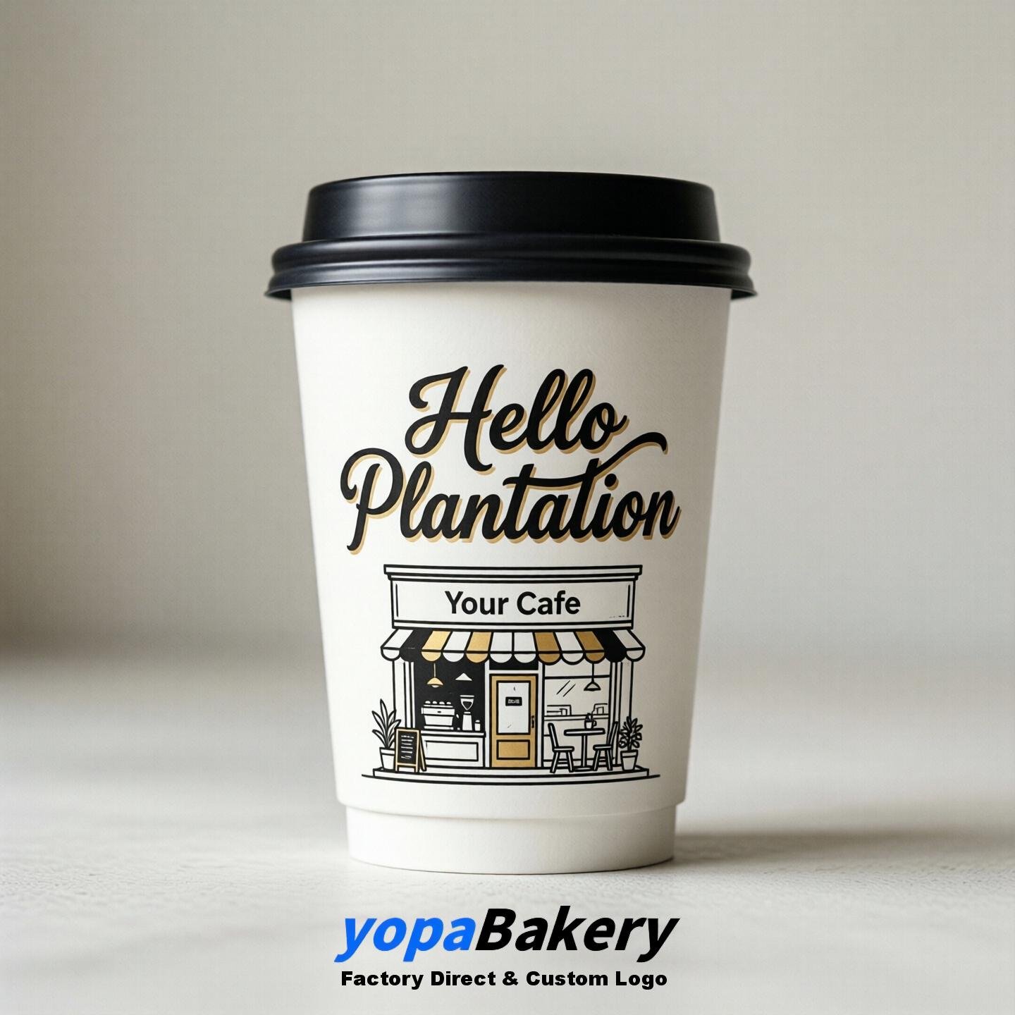 'Hello Plantation' Paper Coffee Cups | Plantation Cafe Packaging Design Agency