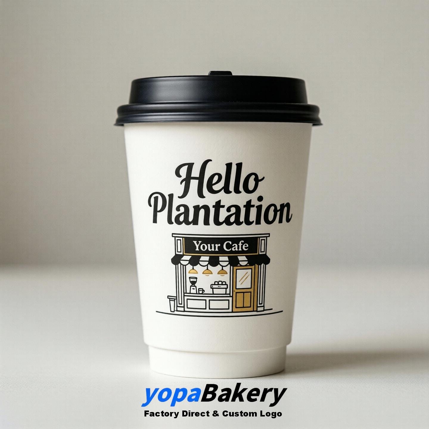 'Hello Plantation' Paper Coffee Cups | Plantation Cafe Packaging Design Agency