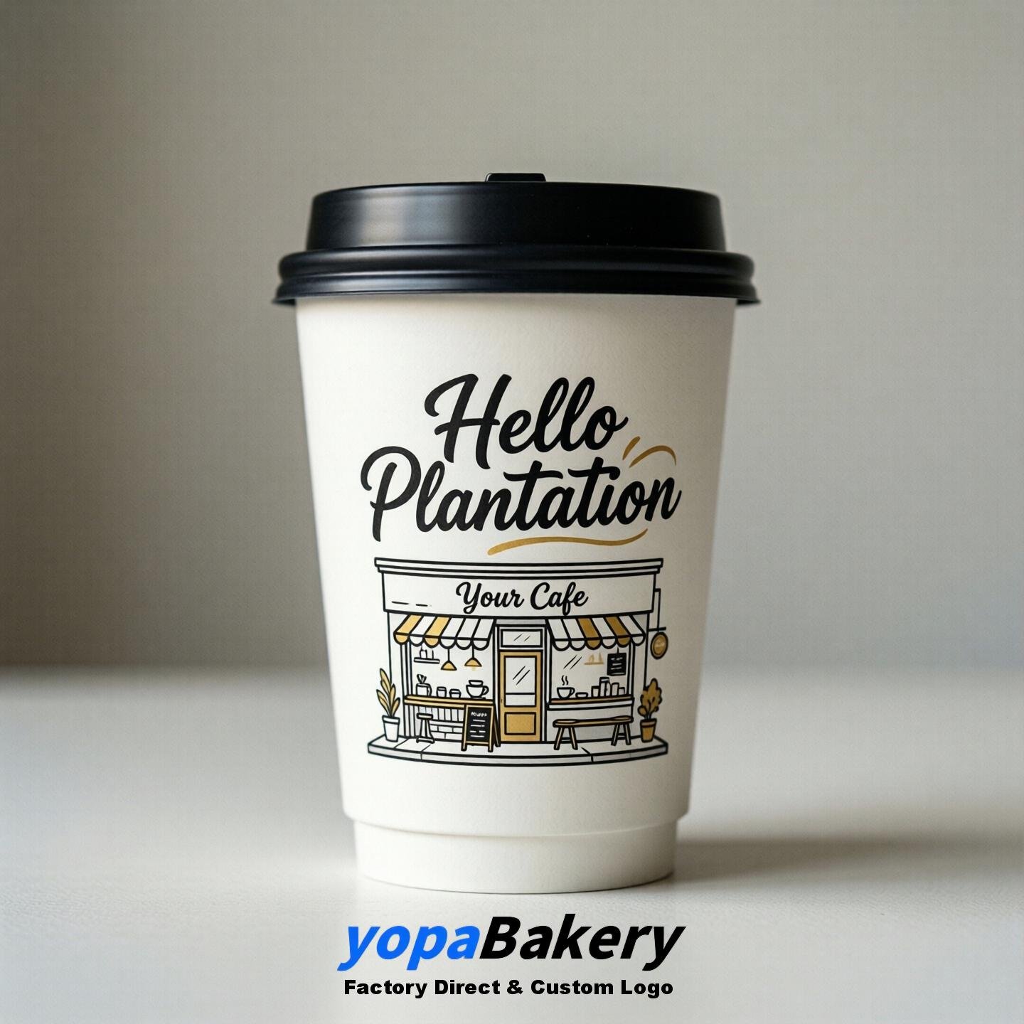 'Hello Plantation' Paper Coffee Cups | Plantation Cafe Packaging Design Agency