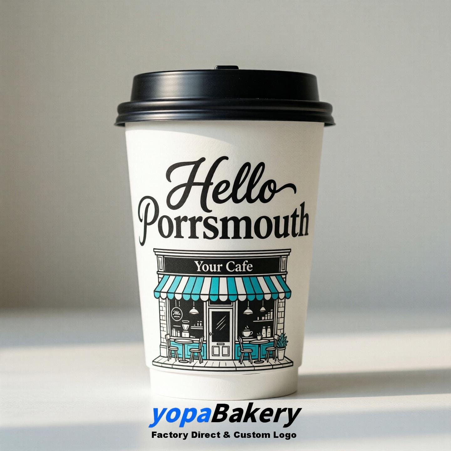 'Hello Portsmouth' Paper Coffee Cups | Portsmouth Cafe Packaging Design Agency