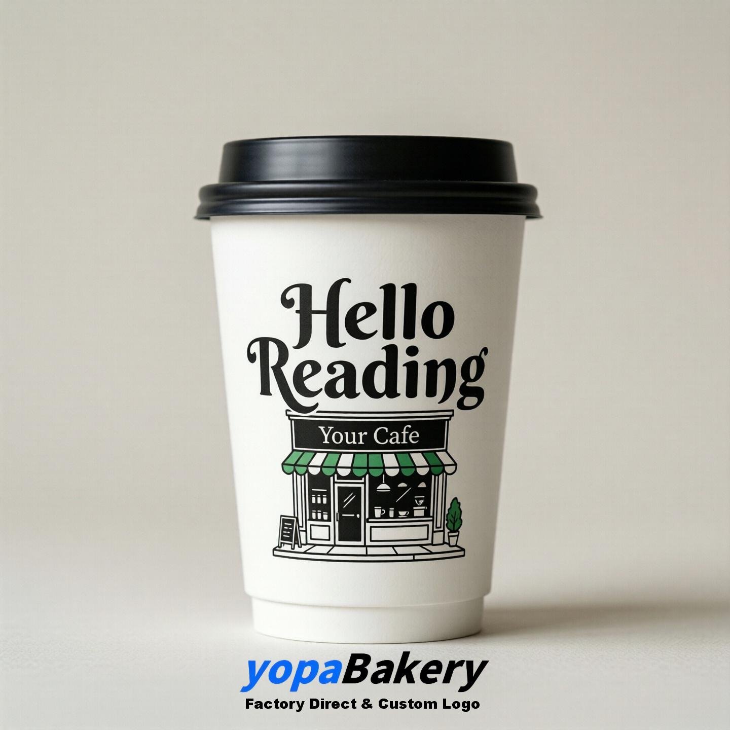 'Hello Reading' Paper Coffee Cups | Reading Cafe Packaging Design Agency