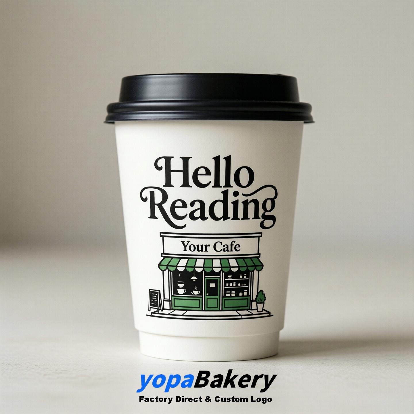 'Hello Reading' Paper Coffee Cups | Reading Cafe Packaging Design Agency