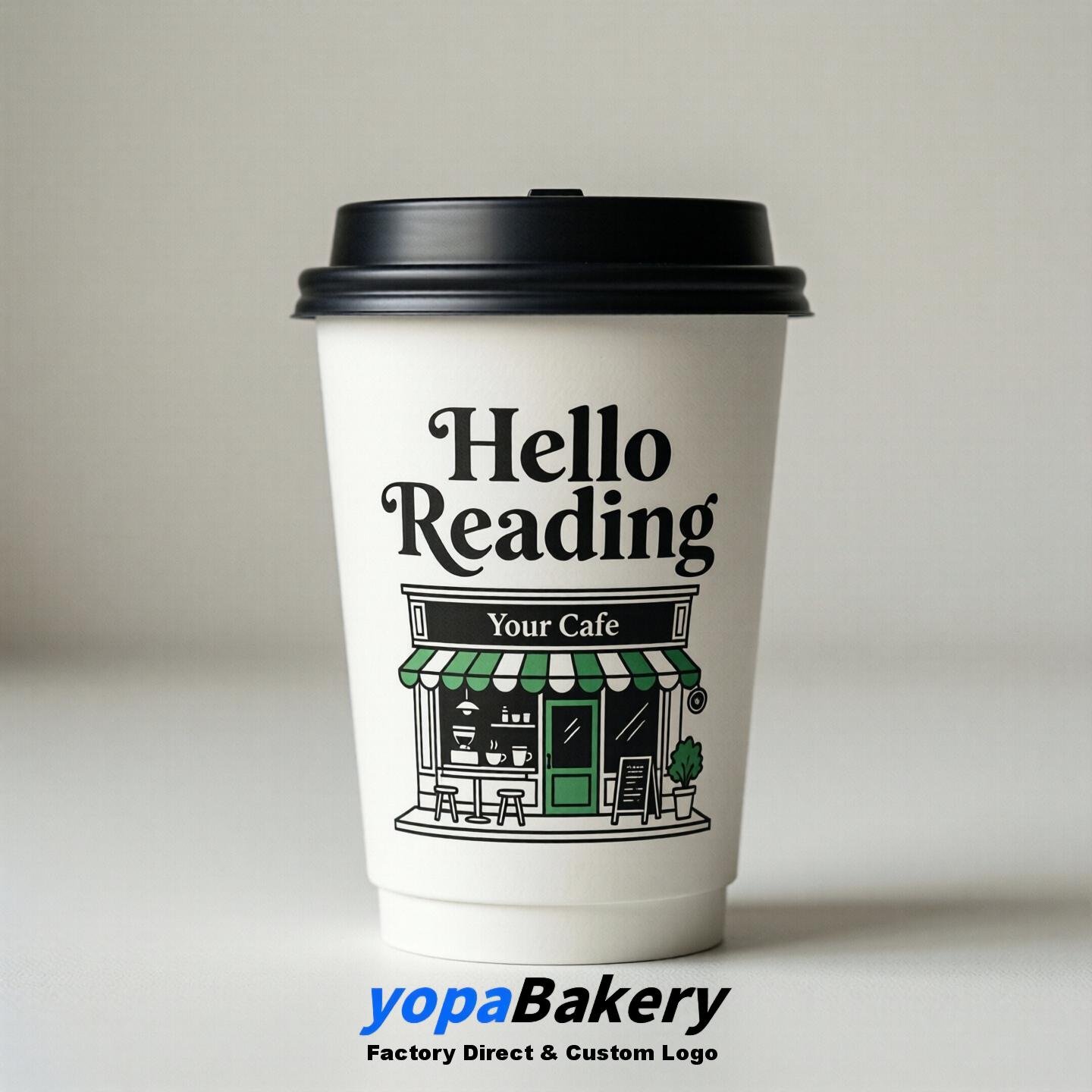 'Hello Reading' Paper Coffee Cups | Reading Cafe Packaging Design Agency