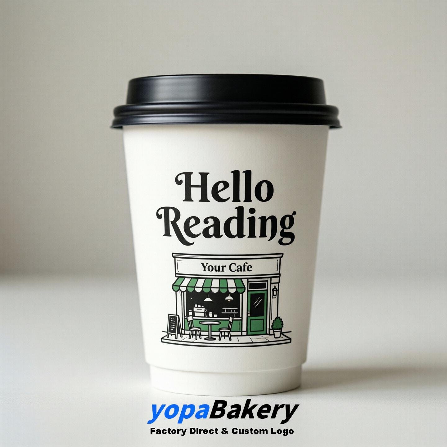 'Hello Reading' Paper Coffee Cups | Reading Cafe Packaging Design Agency