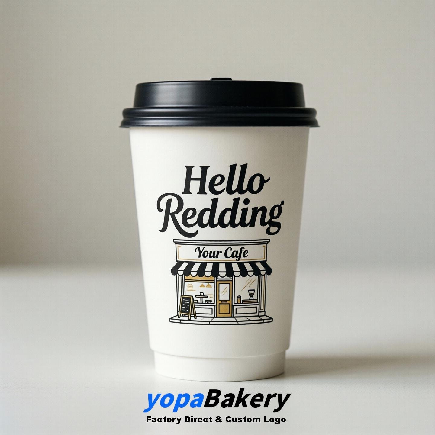 'Hello Redding' Paper Coffee Cups | Redding Cafe Packaging Design Agency