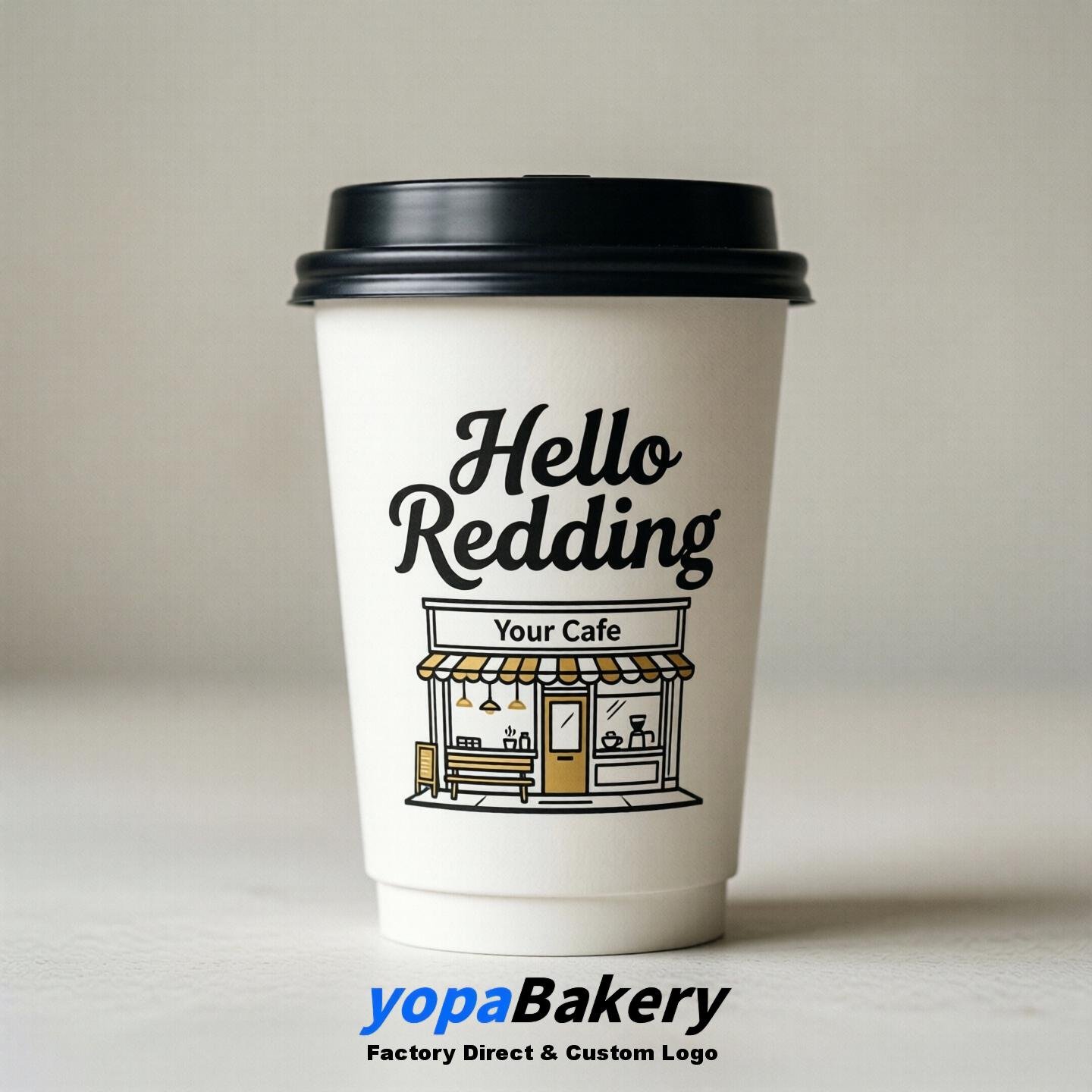 'Hello Redding' Paper Coffee Cups | Redding Cafe Packaging Design Agency