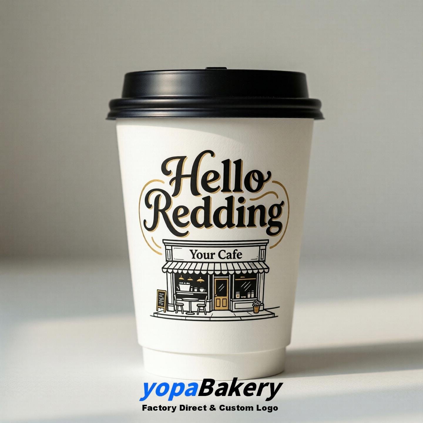 'Hello Redding' Paper Coffee Cups | Redding Cafe Packaging Design Agency
