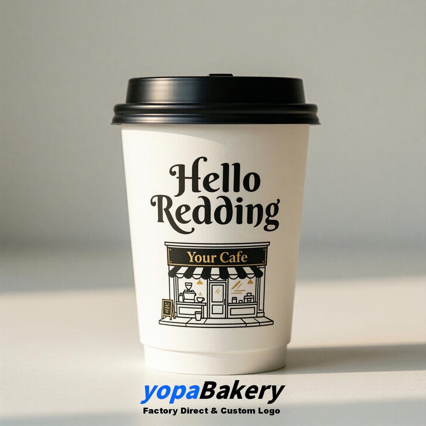 'Hello Redding' Paper Coffee Cups | Redding Cafe Packaging Design Agency
