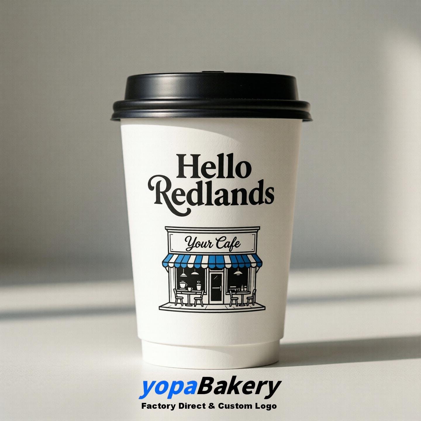 'Hello Redlands' Paper Coffee Cups | Redlands Cafe Packaging Design Agency