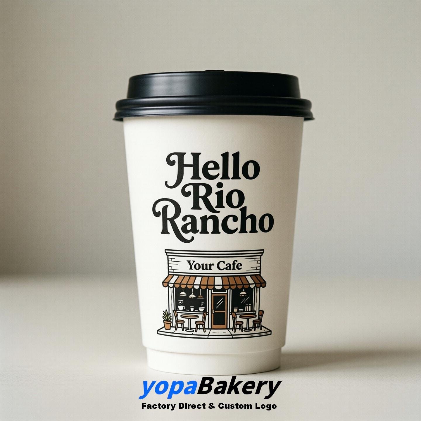 'Welcome to Rio Rancho' Paper Coffee Cups | Rio Rancho Cafe Packaging Design Firm