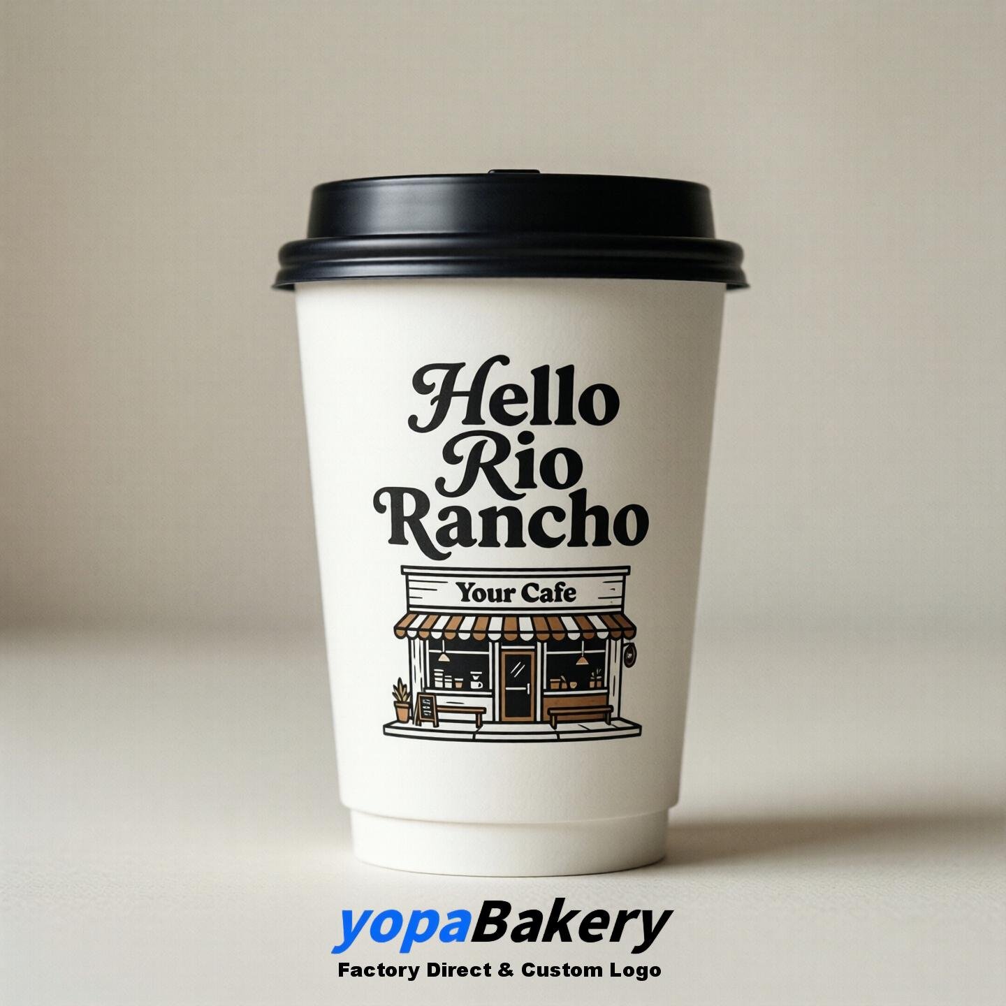 'Welcome to Rio Rancho' Paper Coffee Cups | Rio Rancho Cafe Packaging Design Firm