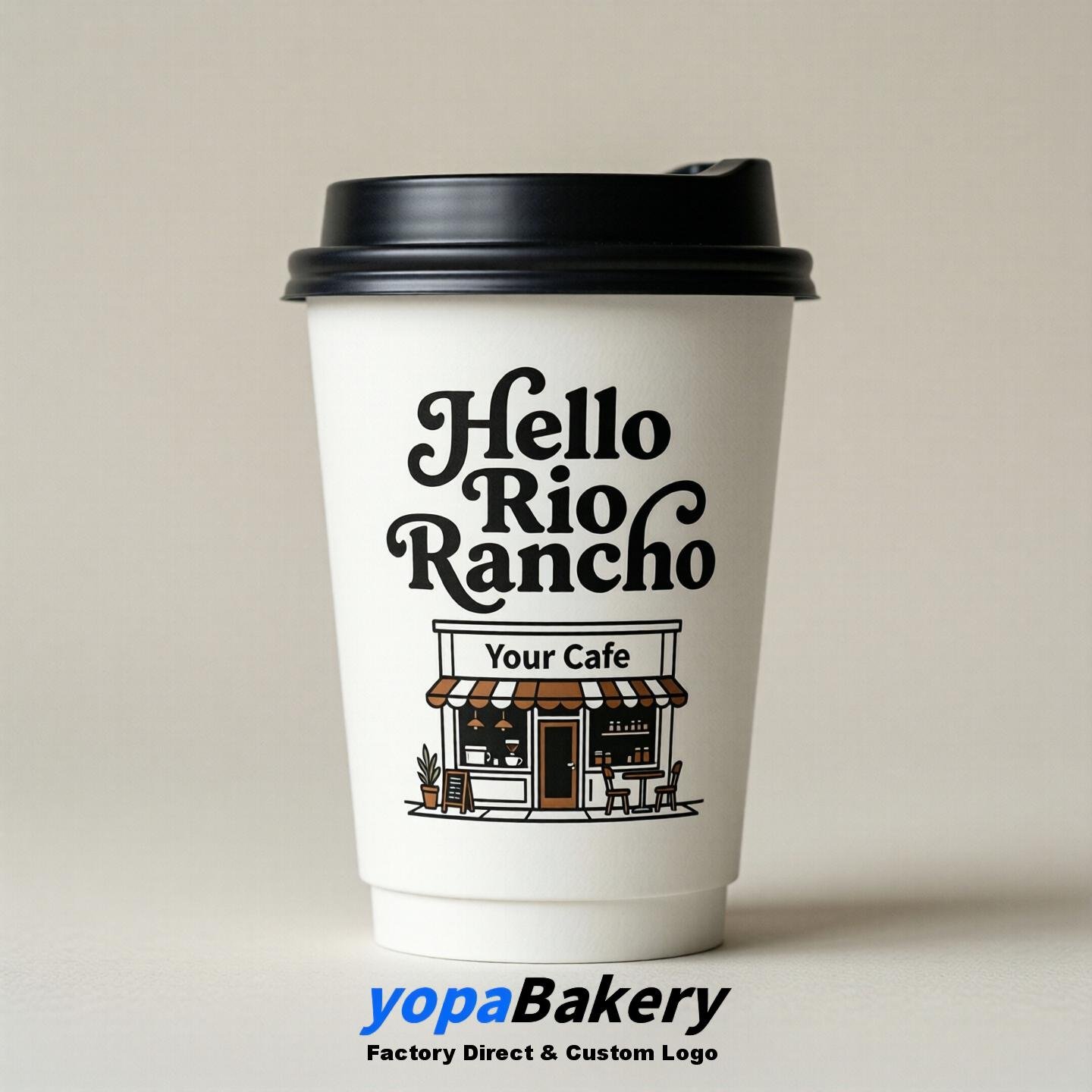 'Welcome to Rio Rancho' Paper Coffee Cups | Rio Rancho Cafe Packaging Design Firm