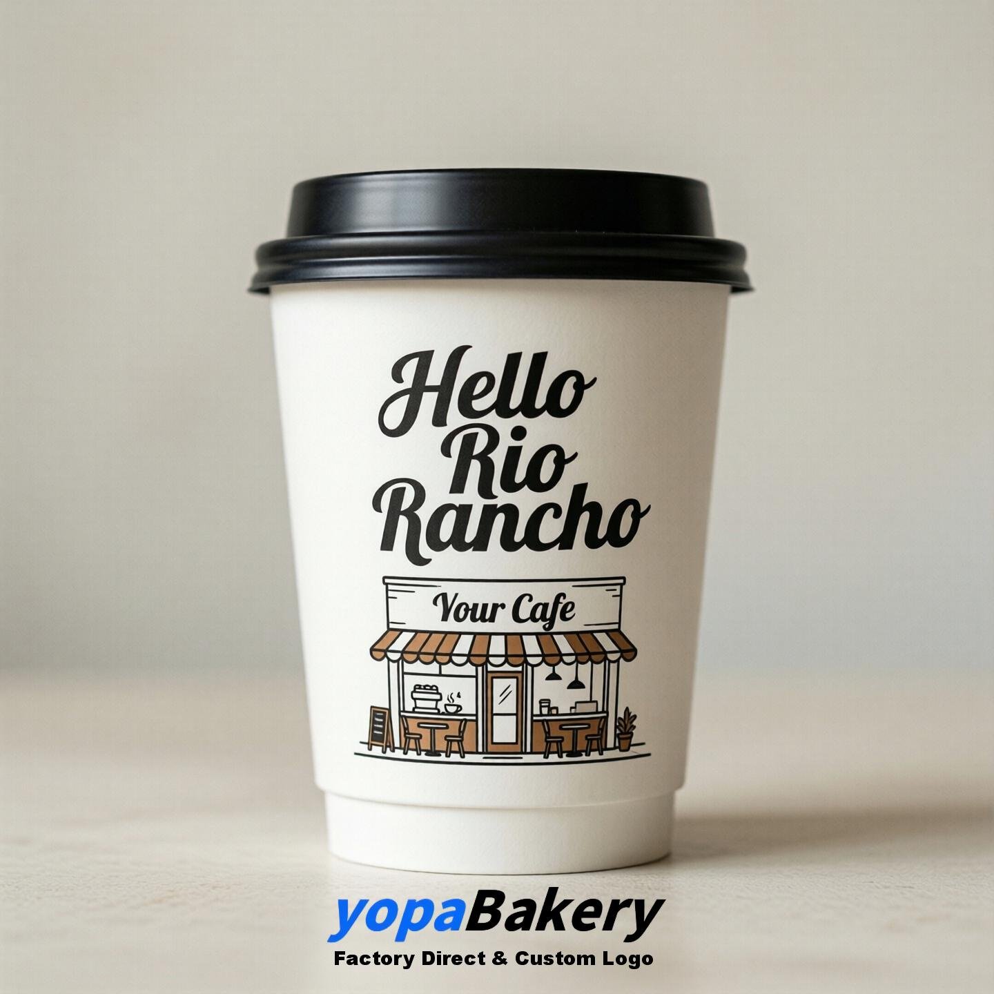 'Welcome to Rio Rancho' Paper Coffee Cups | Rio Rancho Cafe Packaging Design Firm