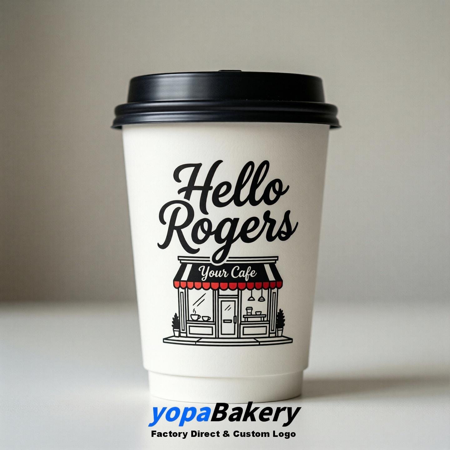 'Hello Rogers' Paper Coffee Cups | Rogers Cafe Packaging Design Agency