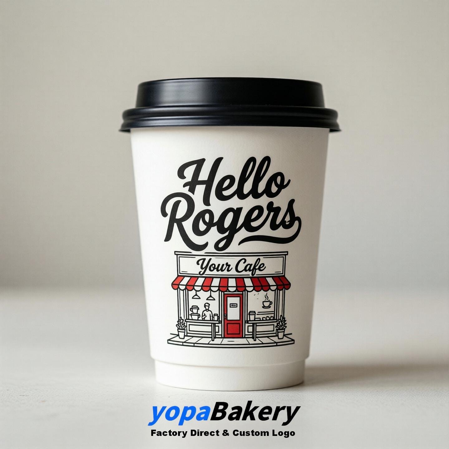 'Hello Rogers' Paper Coffee Cups | Rogers Cafe Packaging Design Agency