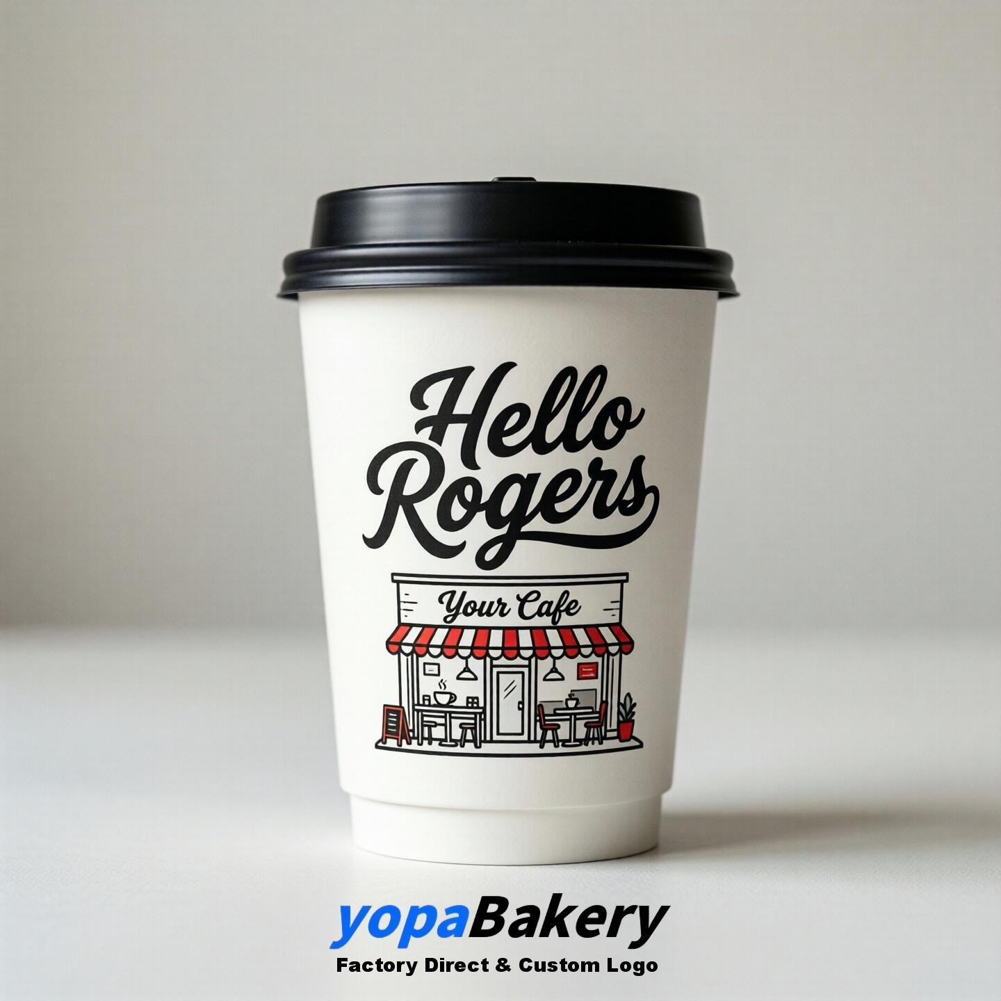 'Hello Rogers' Paper Coffee Cups | Rogers Cafe Packaging Design Agency
