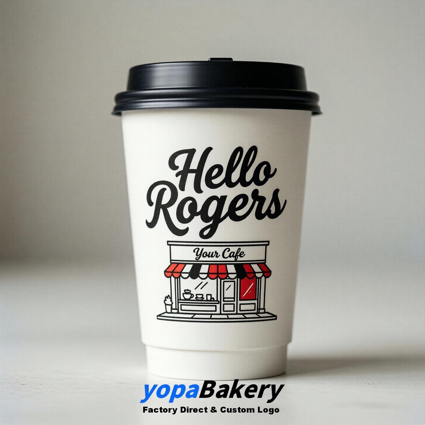 'Hello Rogers' Paper Coffee Cups | Rogers Cafe Packaging Design Agency