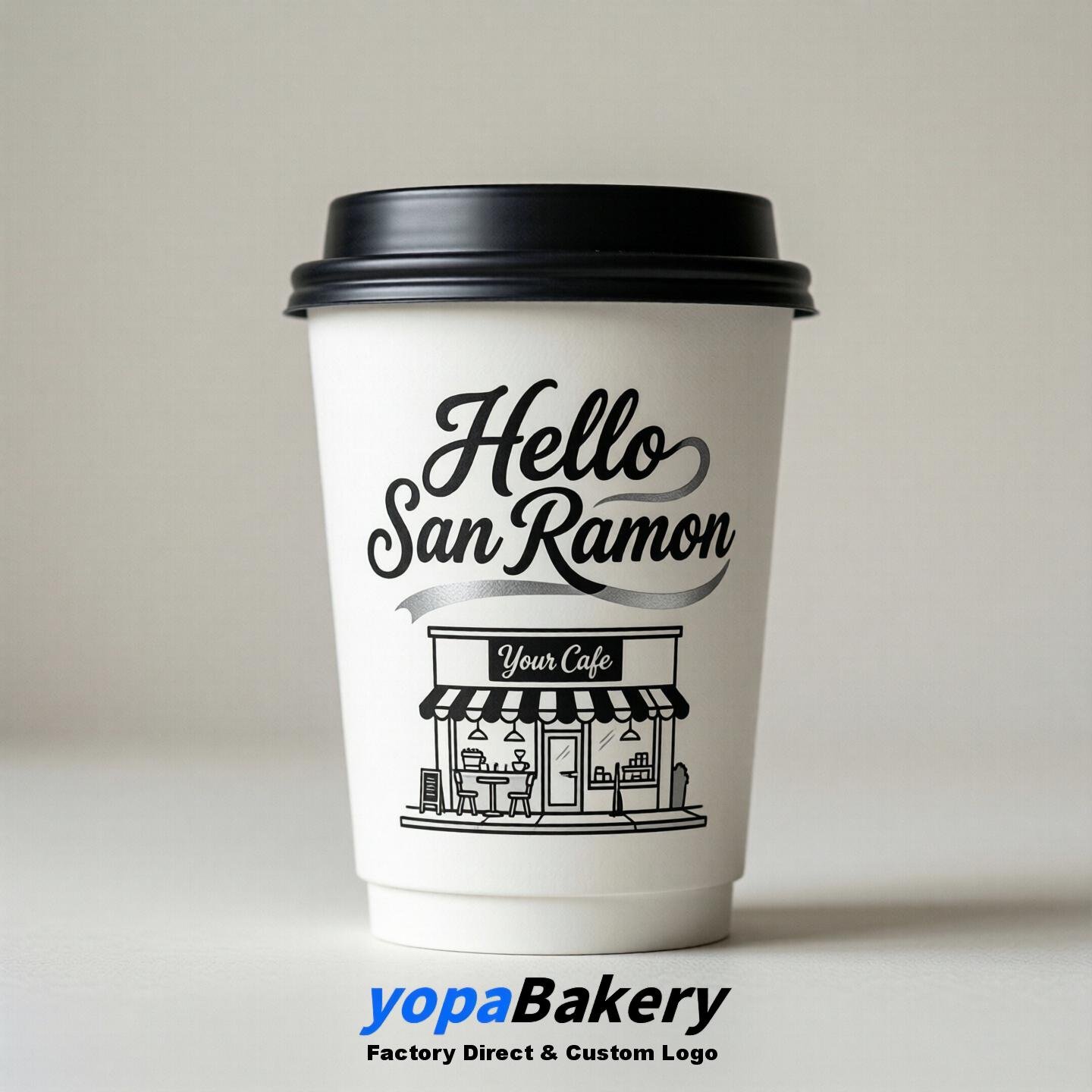 'Hello San Ramon' Paper Coffee Cups | San Ramon Cafe Packaging Design Agency