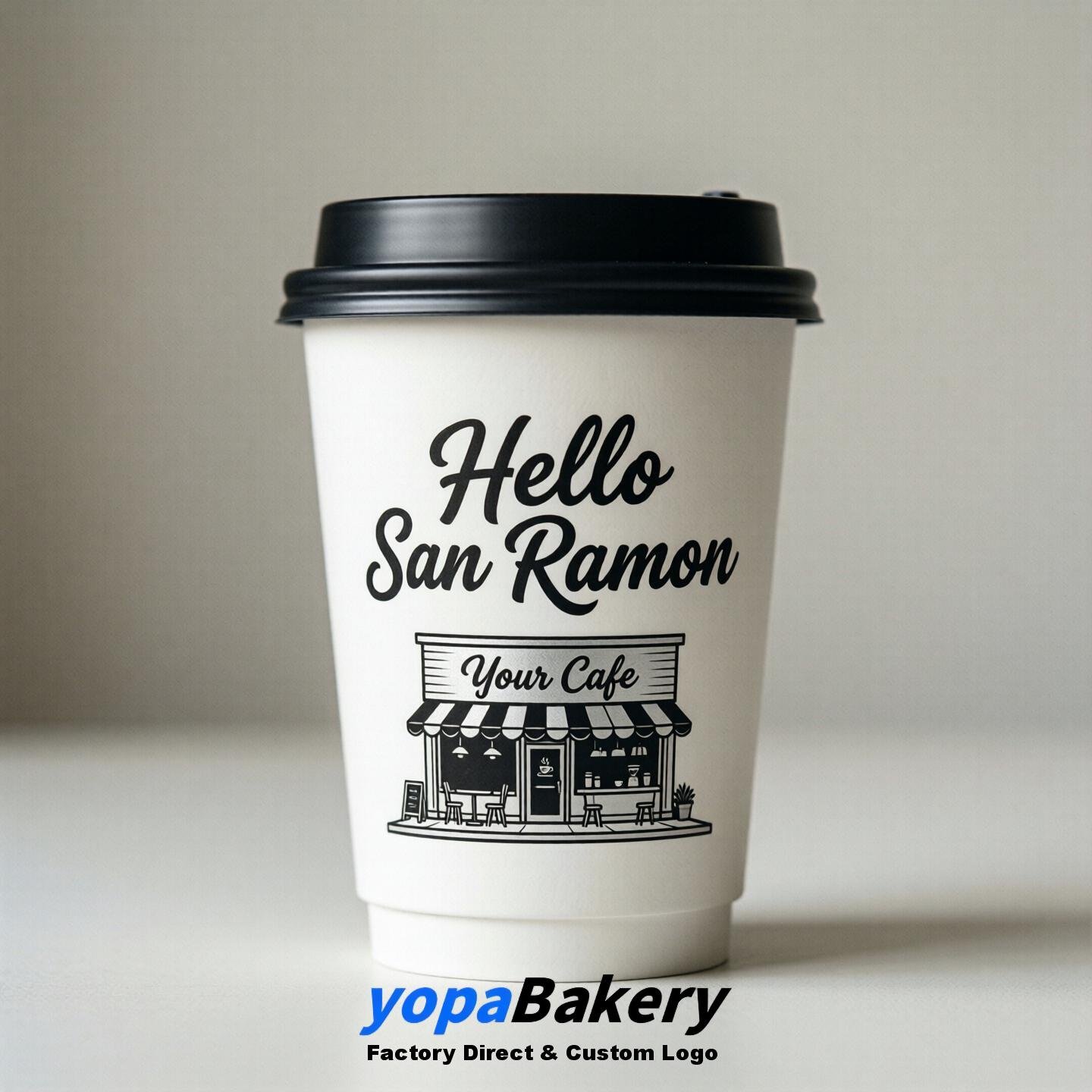 'Hello San Ramon' Paper Coffee Cups | San Ramon Cafe Packaging Design Agency