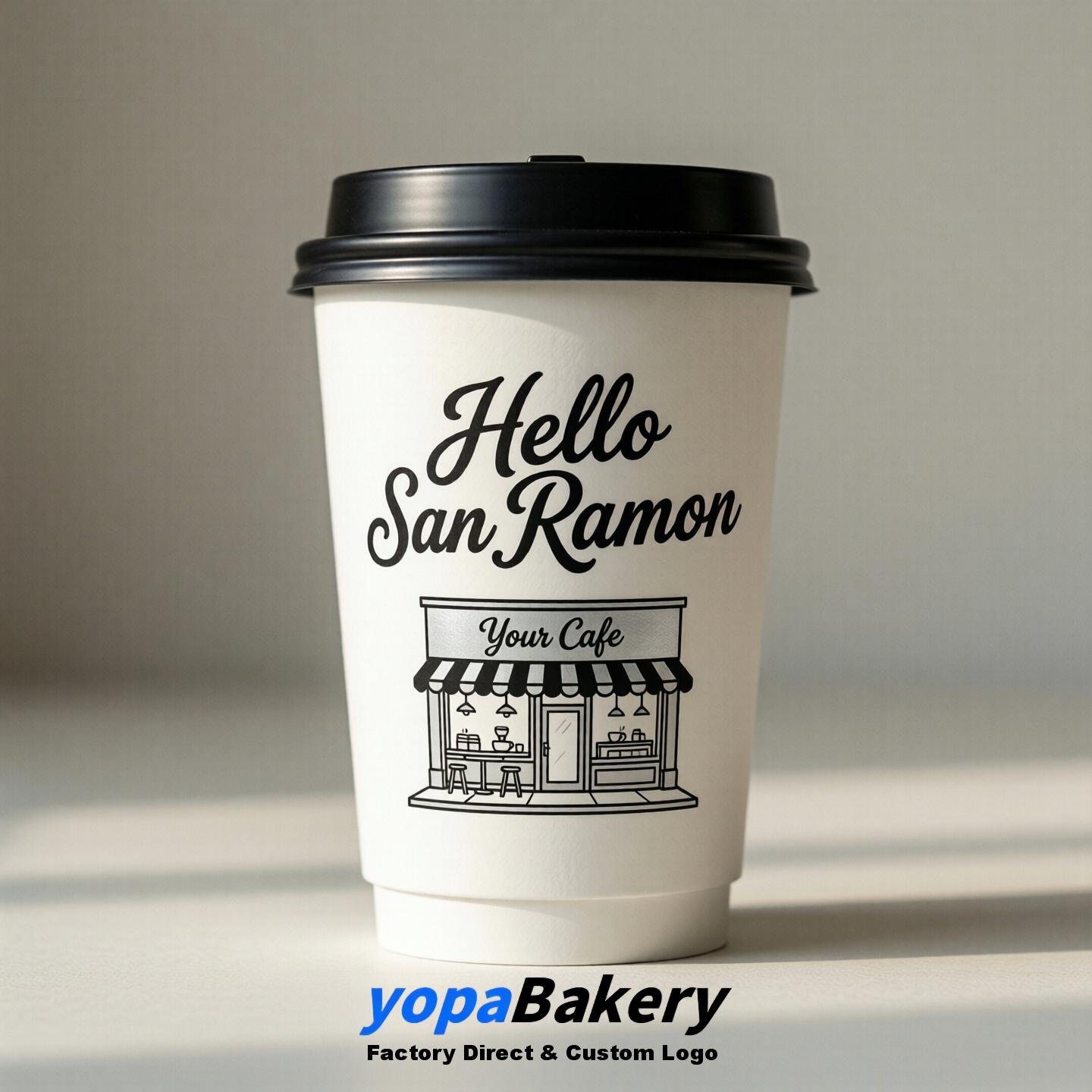 'Hello San Ramon' Paper Coffee Cups | San Ramon Cafe Packaging Design Agency