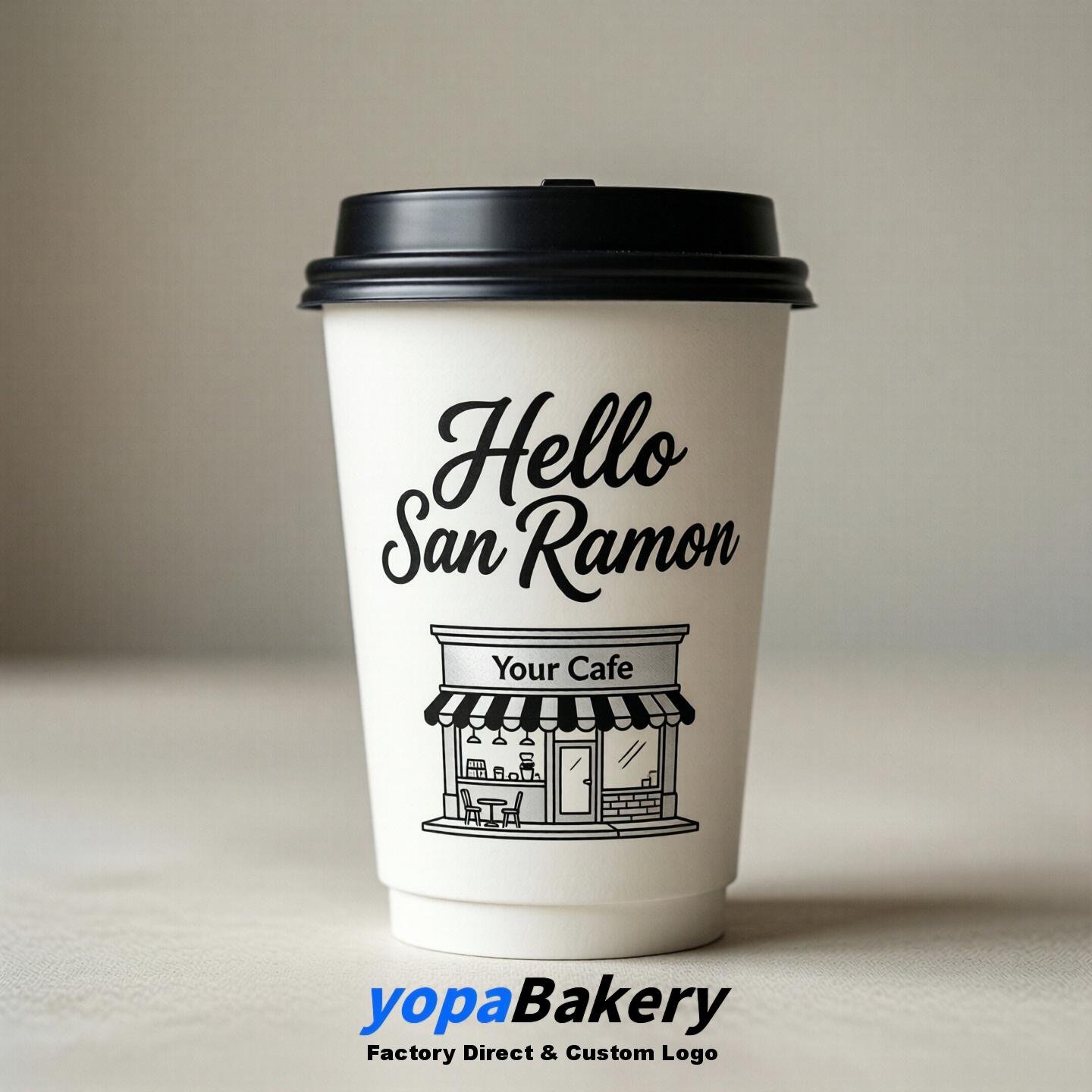 'Hello San Ramon' Paper Coffee Cups | San Ramon Cafe Packaging Design Agency